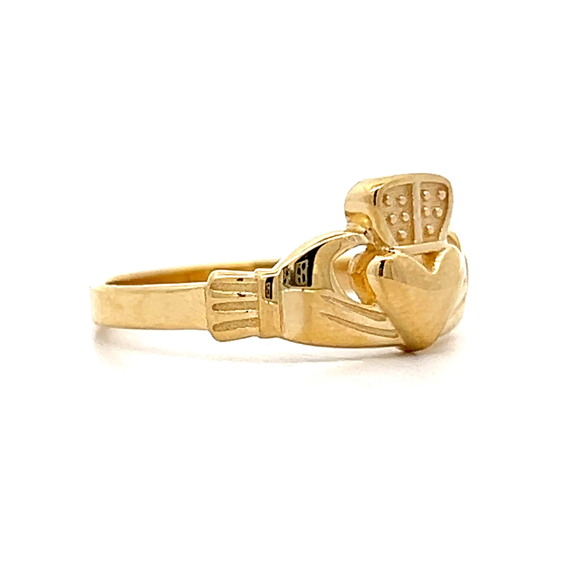 Irish Heart Claddagh Cocktail Ring in 14k Yellow Gold - Image 3