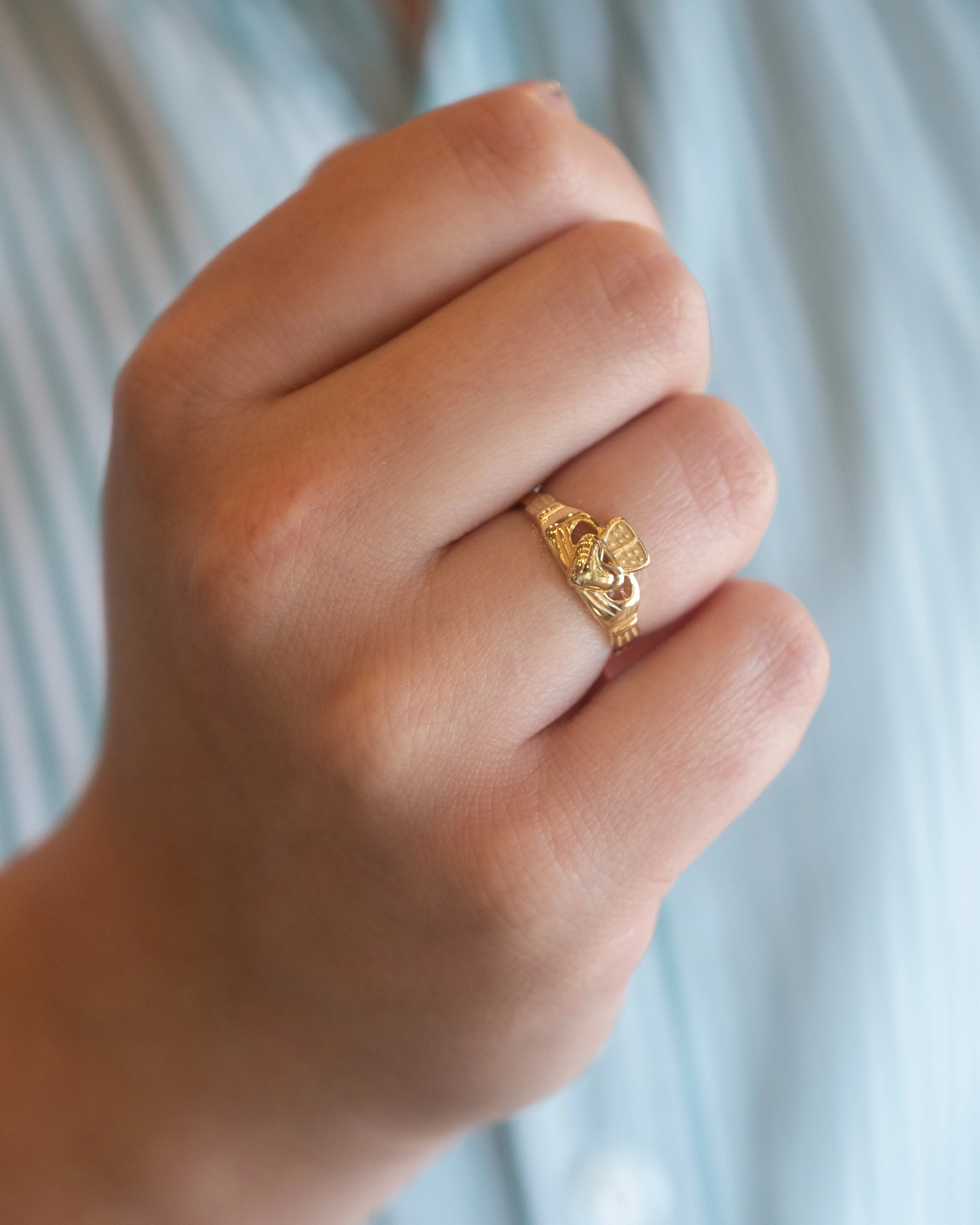 Irish Heart Claddagh Cocktail Ring in 14k Yellow Gold - Image 7