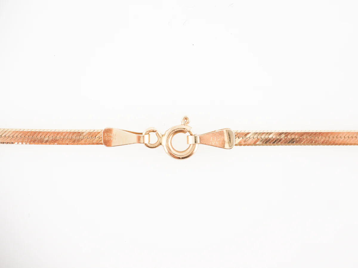 Italian Herring Bone Necklace 20 Inches in 14k Yellow Gold - Image 3