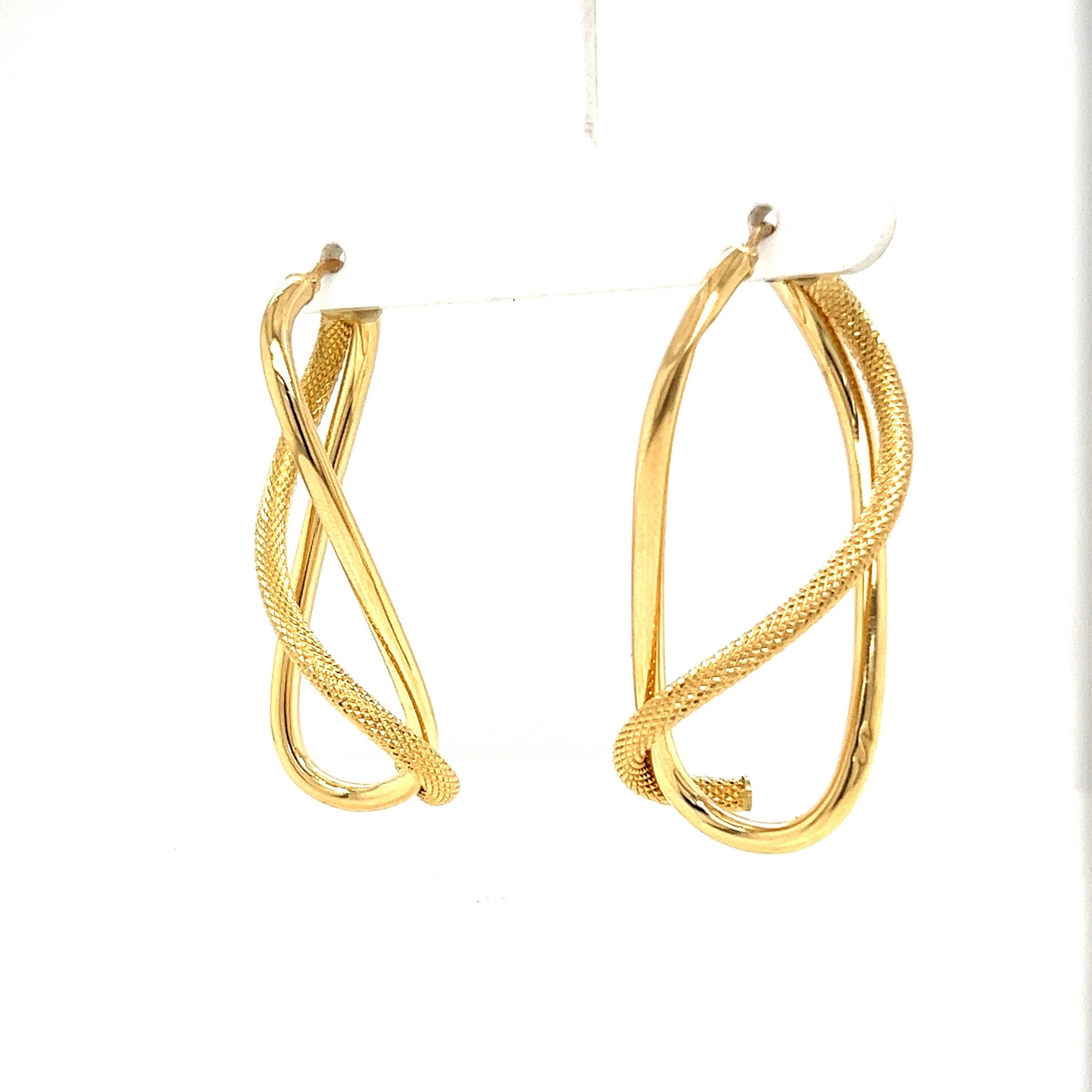 Italian Yellow Gold Drop Earrings in 14k - Image 2