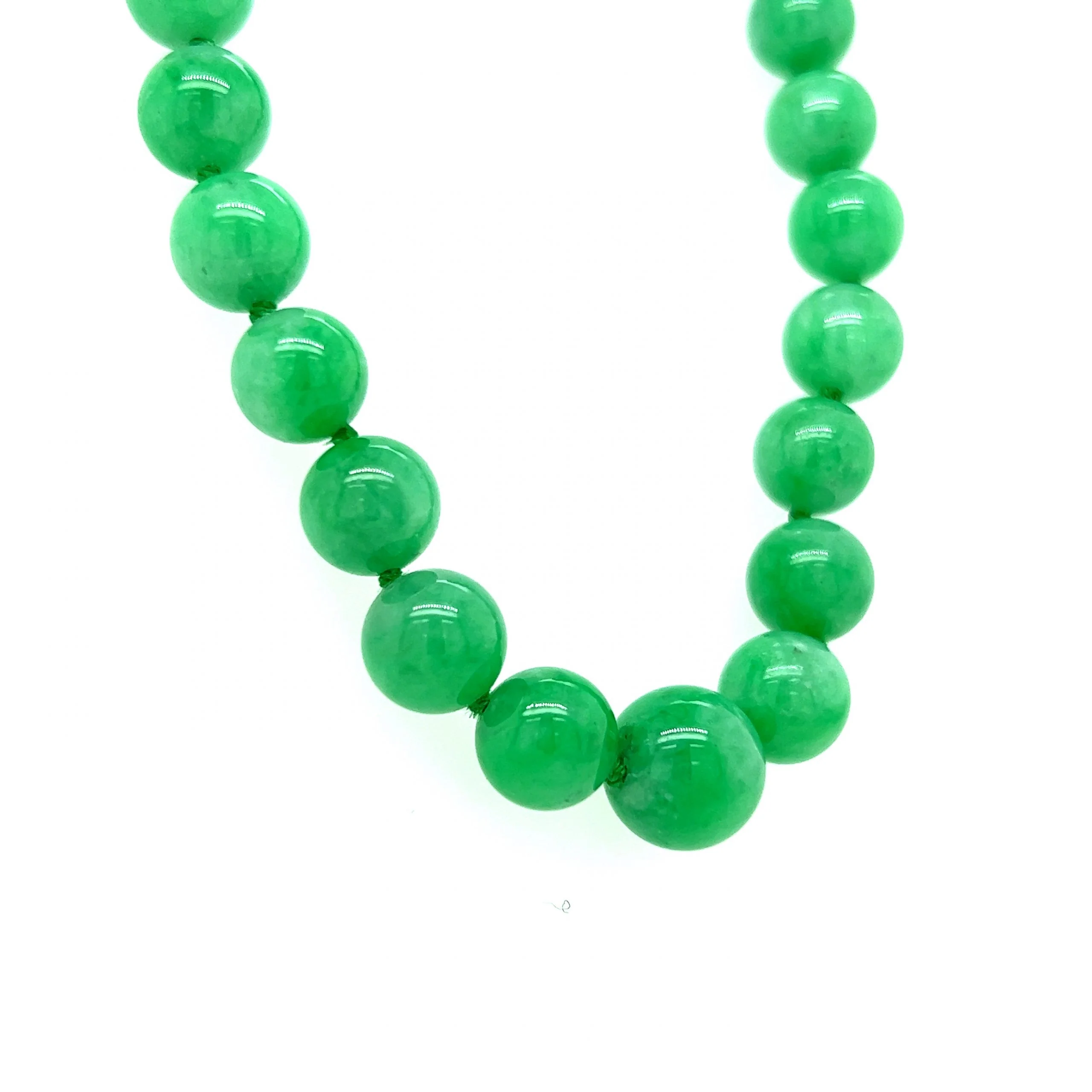 Jade Bead Necklace in 18k White Gold - Image 3