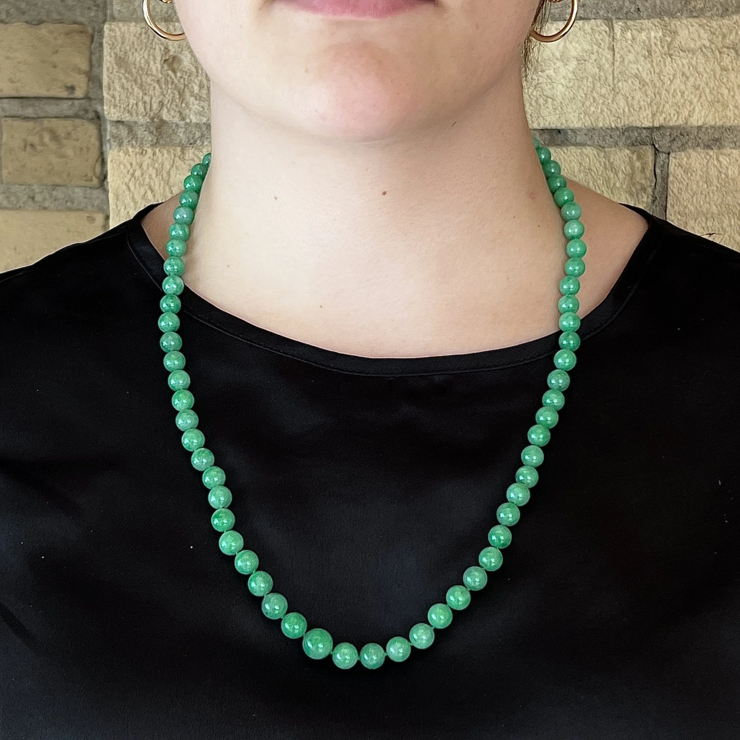 Jade Bead Necklace in 18k White Gold - Image 4