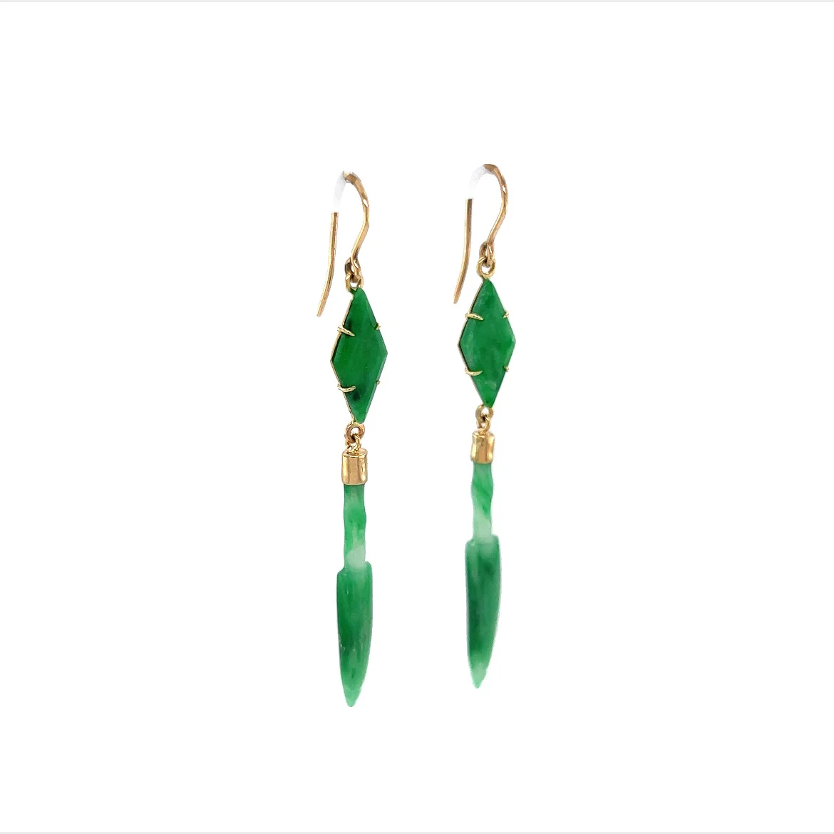 Jade Dagger Drop Earrings in 14k Yellow Gold - Image 3