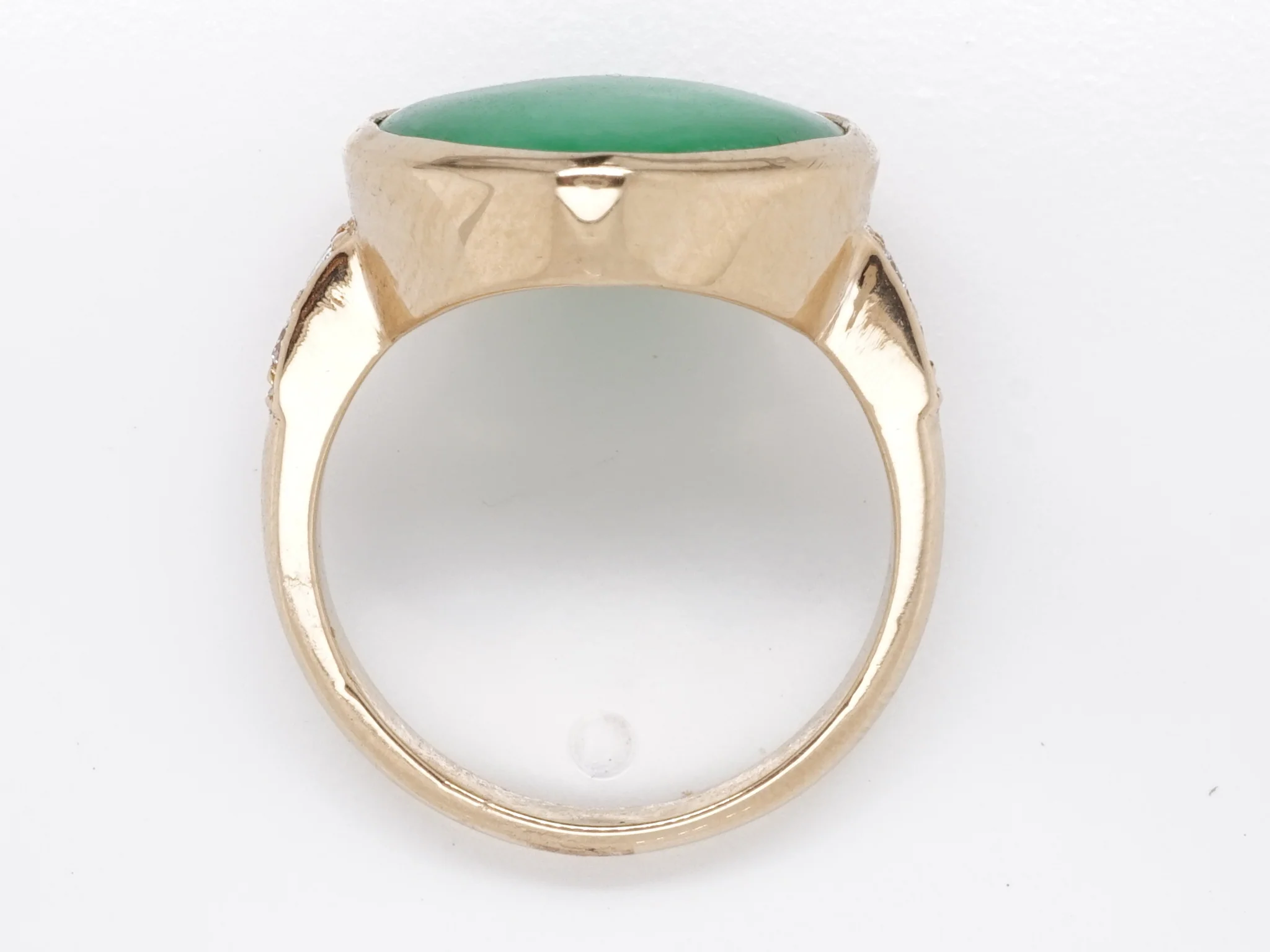 Jade & Diamond Cocktail Ring in 14k Yellow Gold - Image 4
