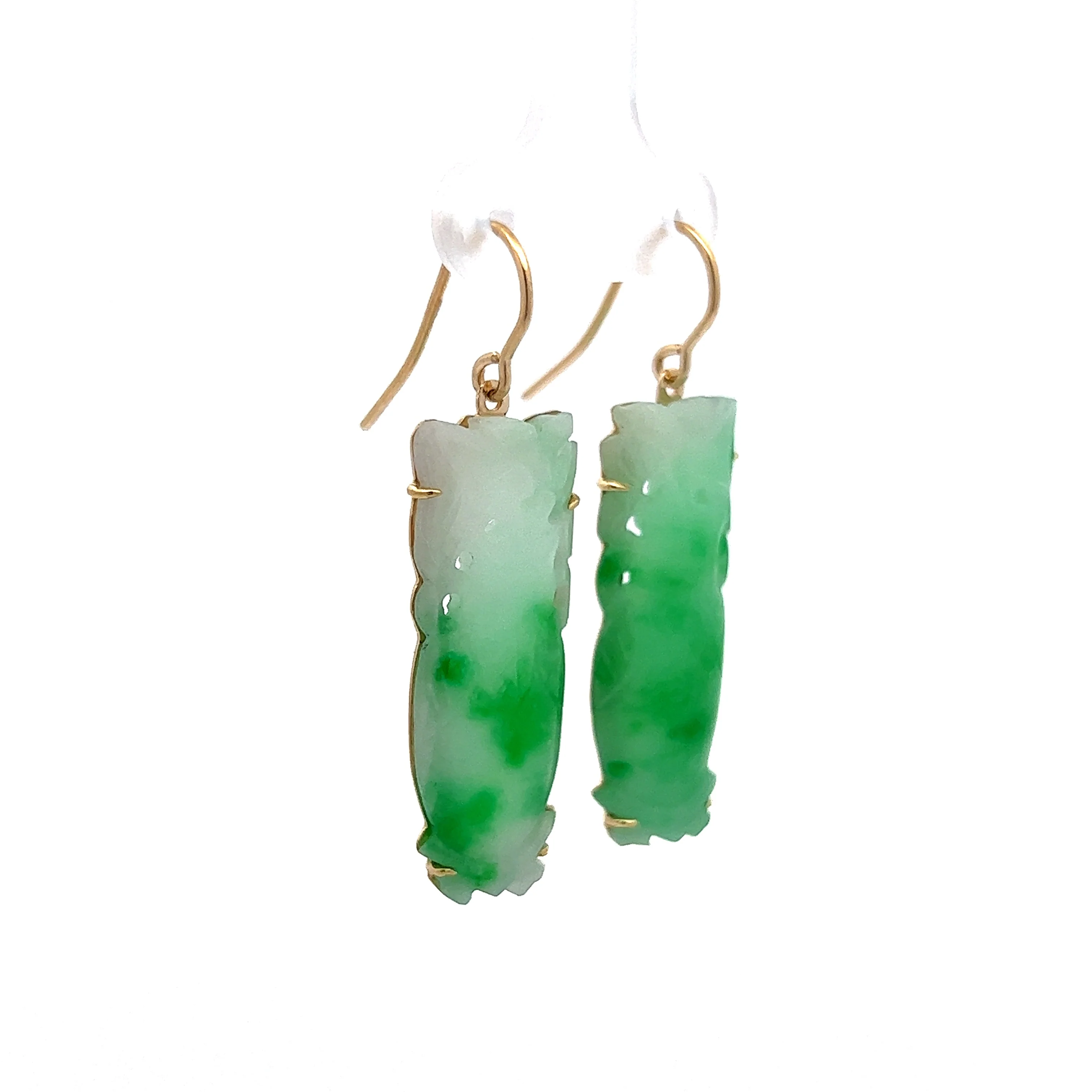 Cabochon Jadeite Drop Earrings in 14k Yellow Gold - Image 3