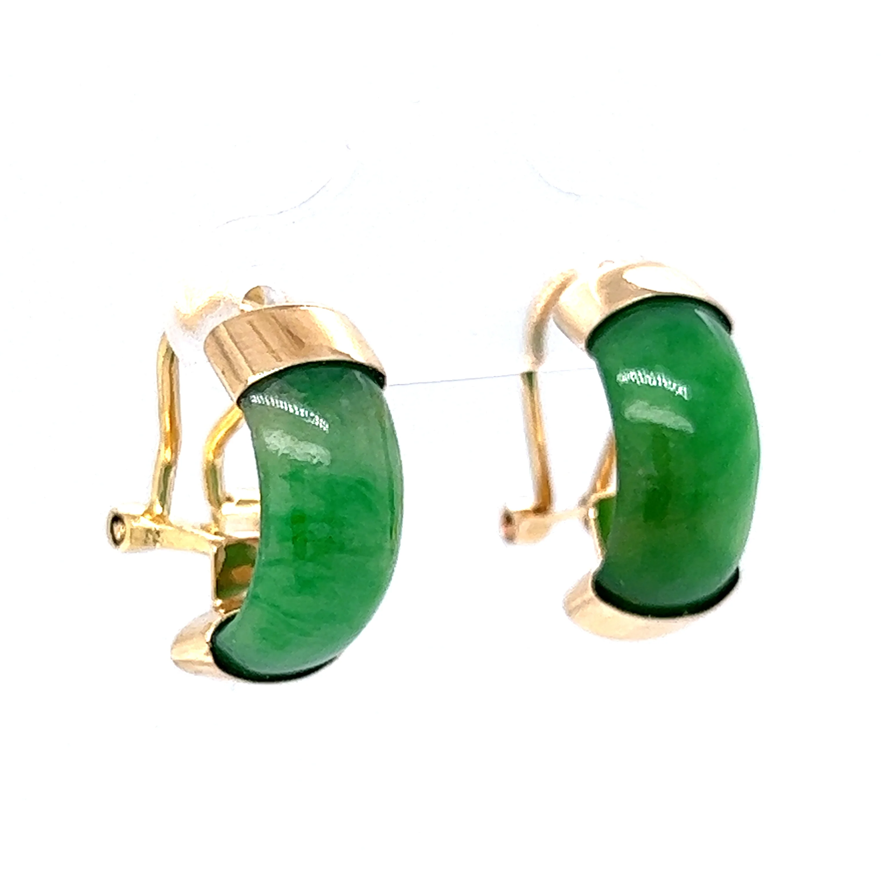 Small Jadeite Hoop Earrings in 18k Yellow Gold - Image 3