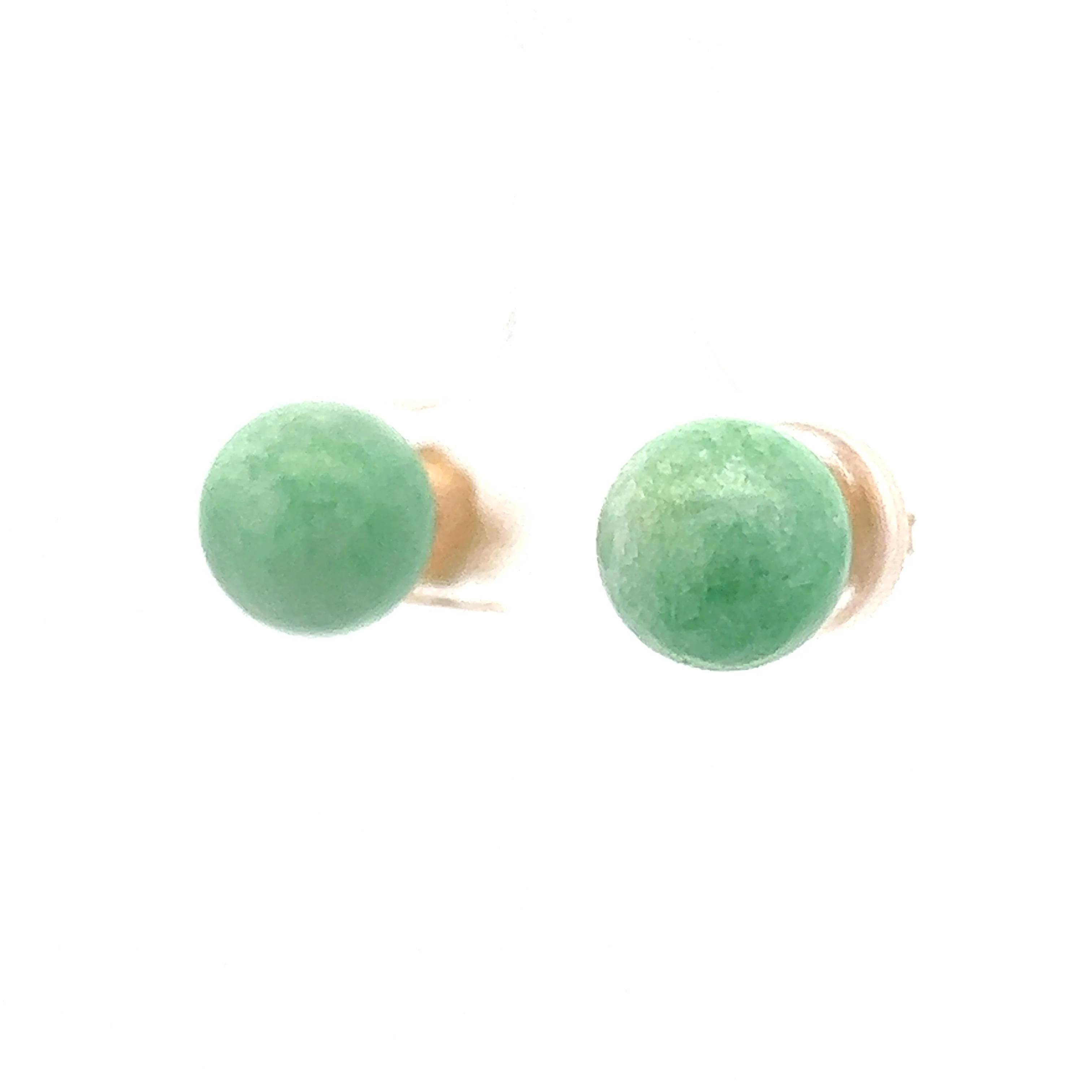 Jadeite Stud Earrings in 14K Yellow Gold - Image 2