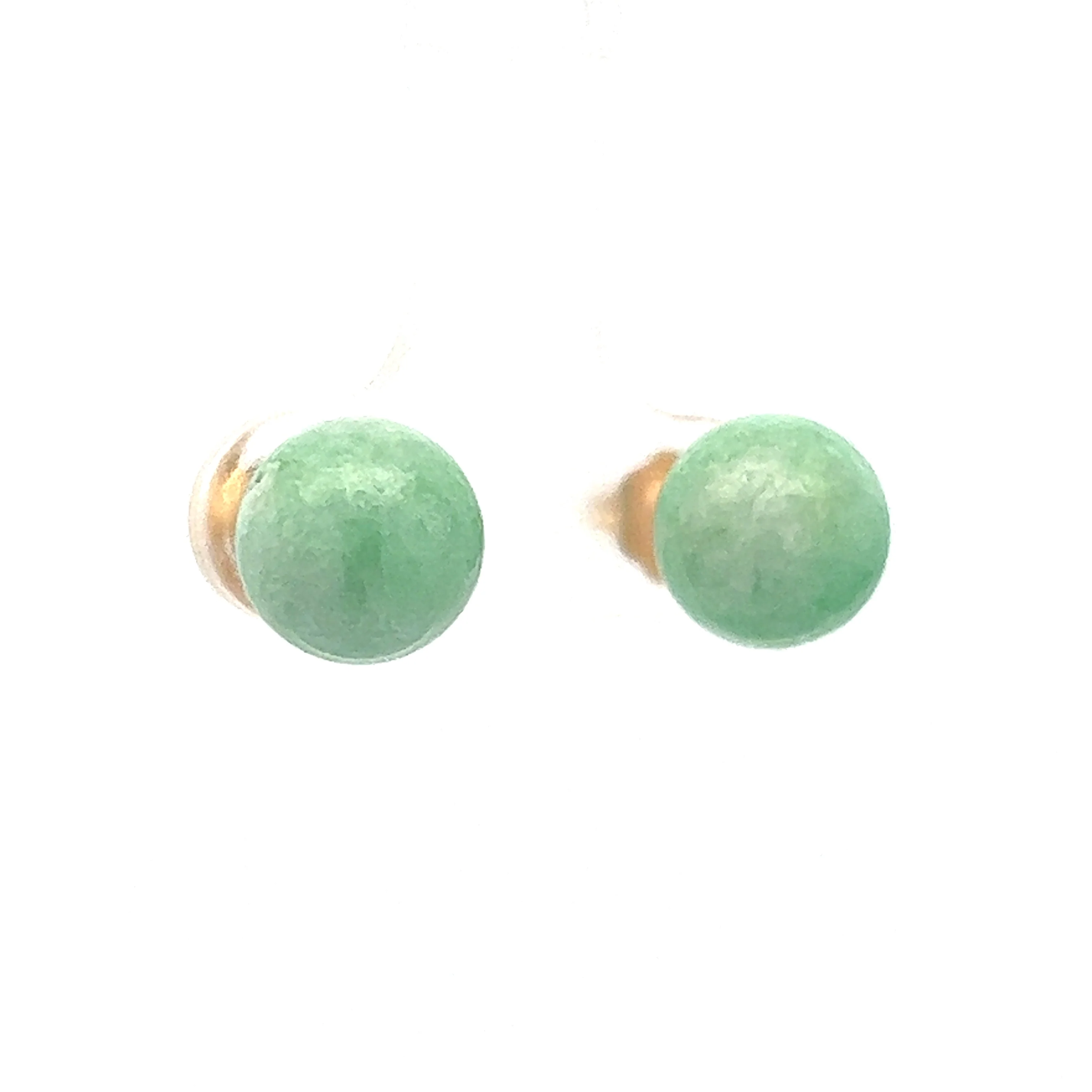 Jadeite Stud Earrings in 14K Yellow Gold - Image 3