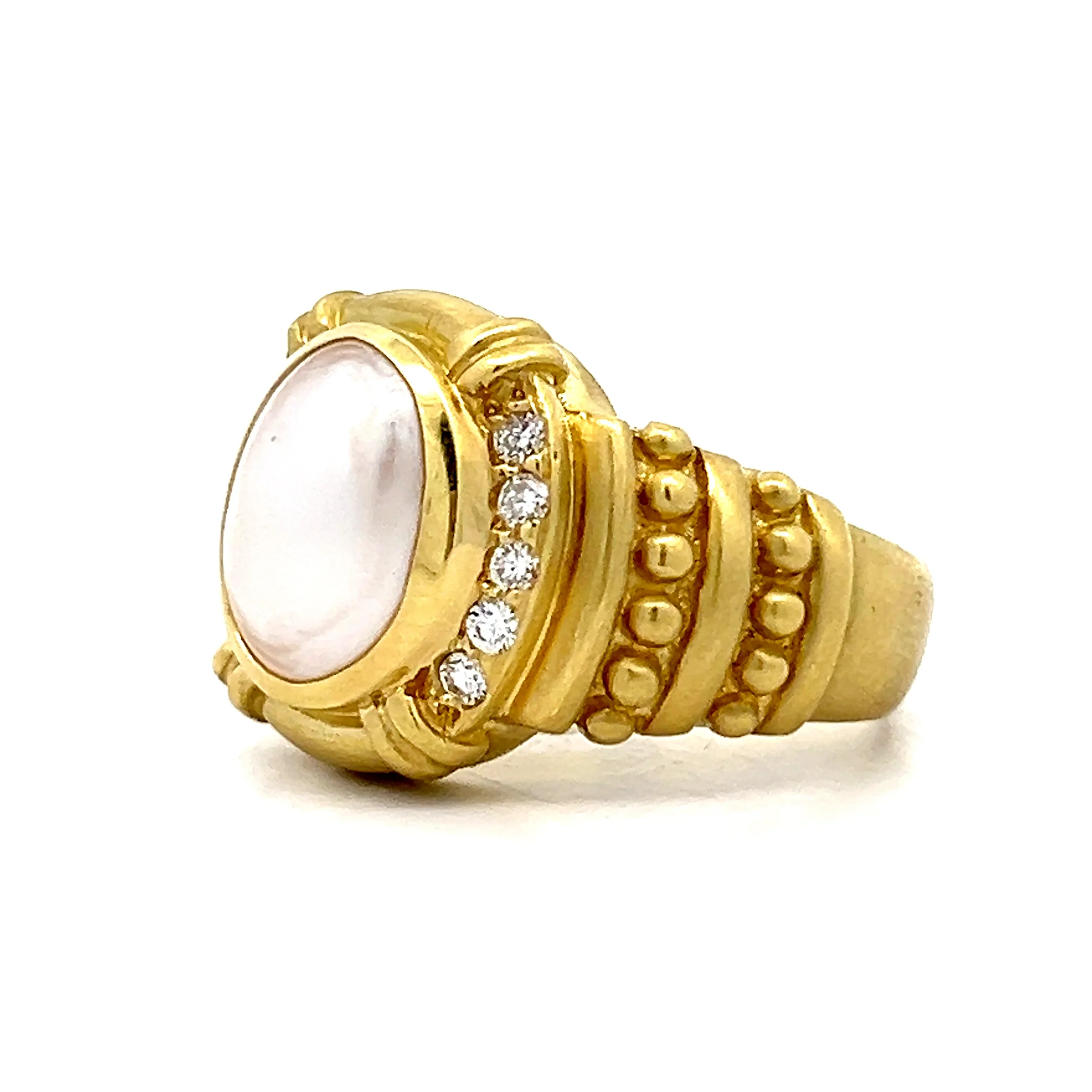 Judith Ripka Mabe Pearl & Diamond Cocktail Ring in 18k - Image 2