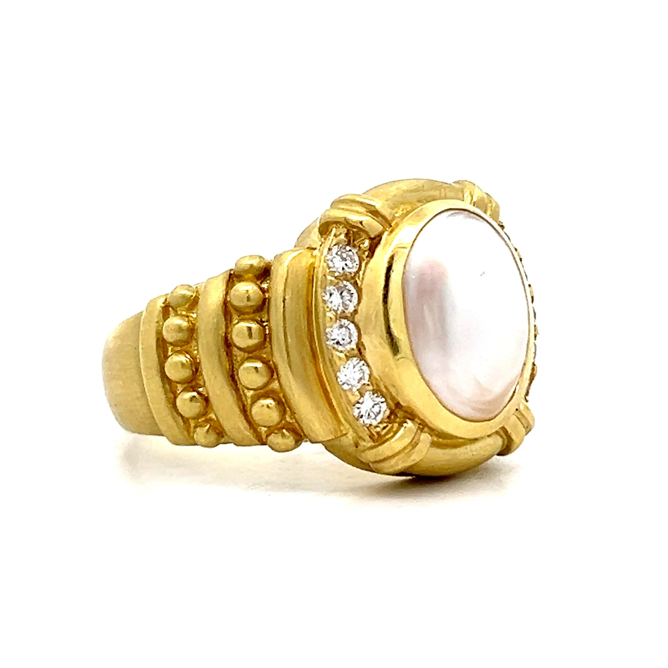 Judith Ripka Mabe Pearl & Diamond Cocktail Ring in 18k - Image 3