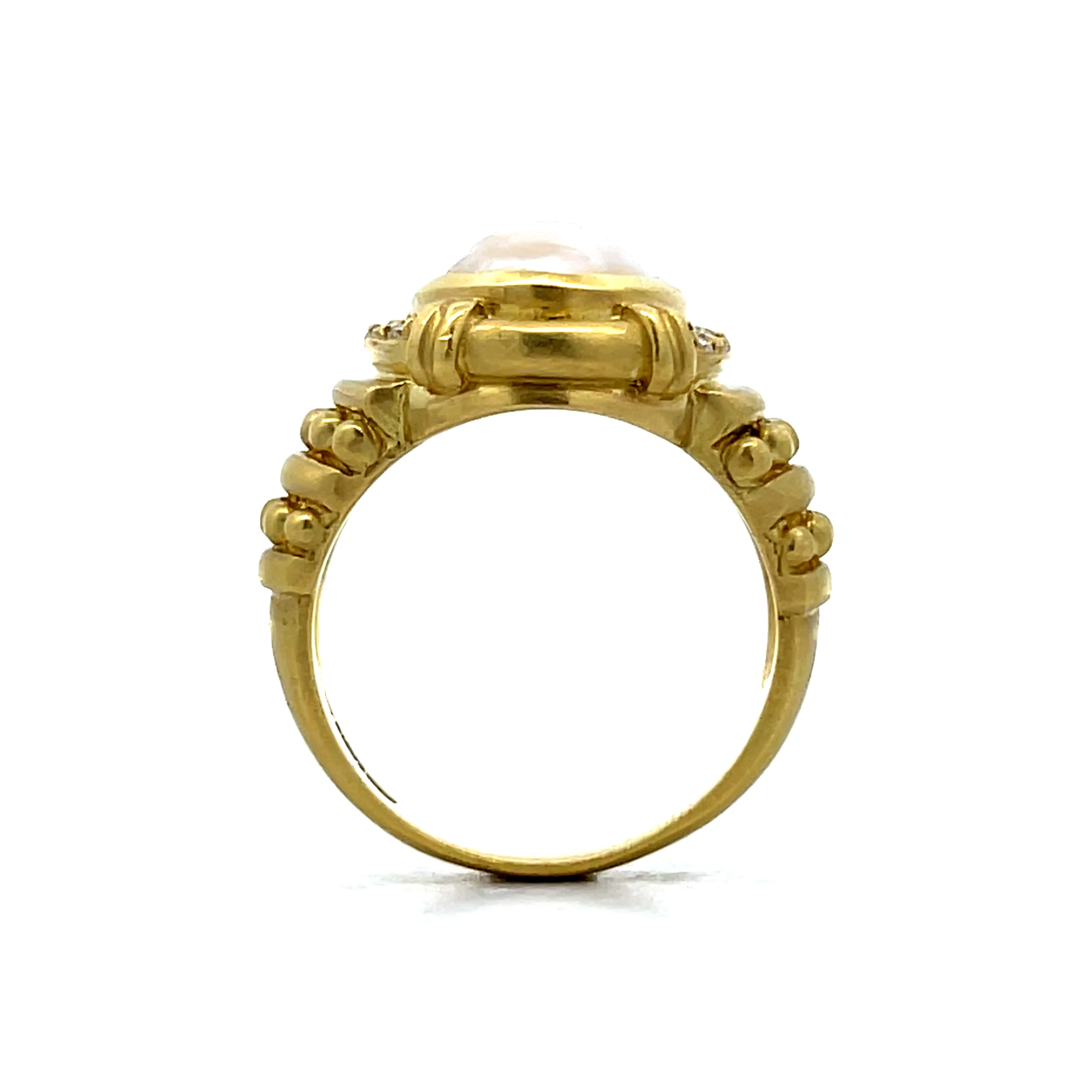 Judith Ripka Mabe Pearl & Diamond Cocktail Ring in 18k - Image 4