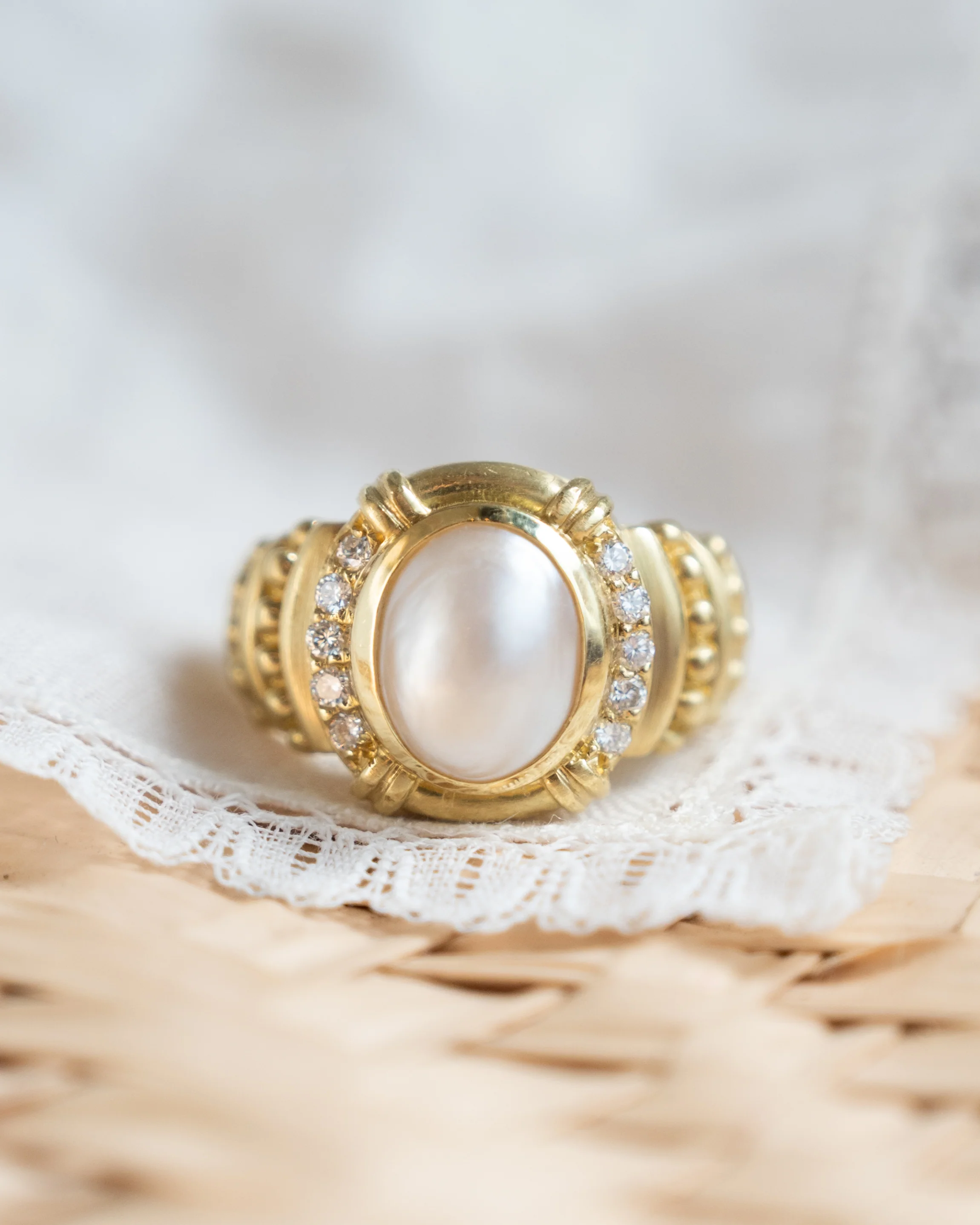 Judith Ripka Mabe Pearl & Diamond Cocktail Ring in 18k - Image 6