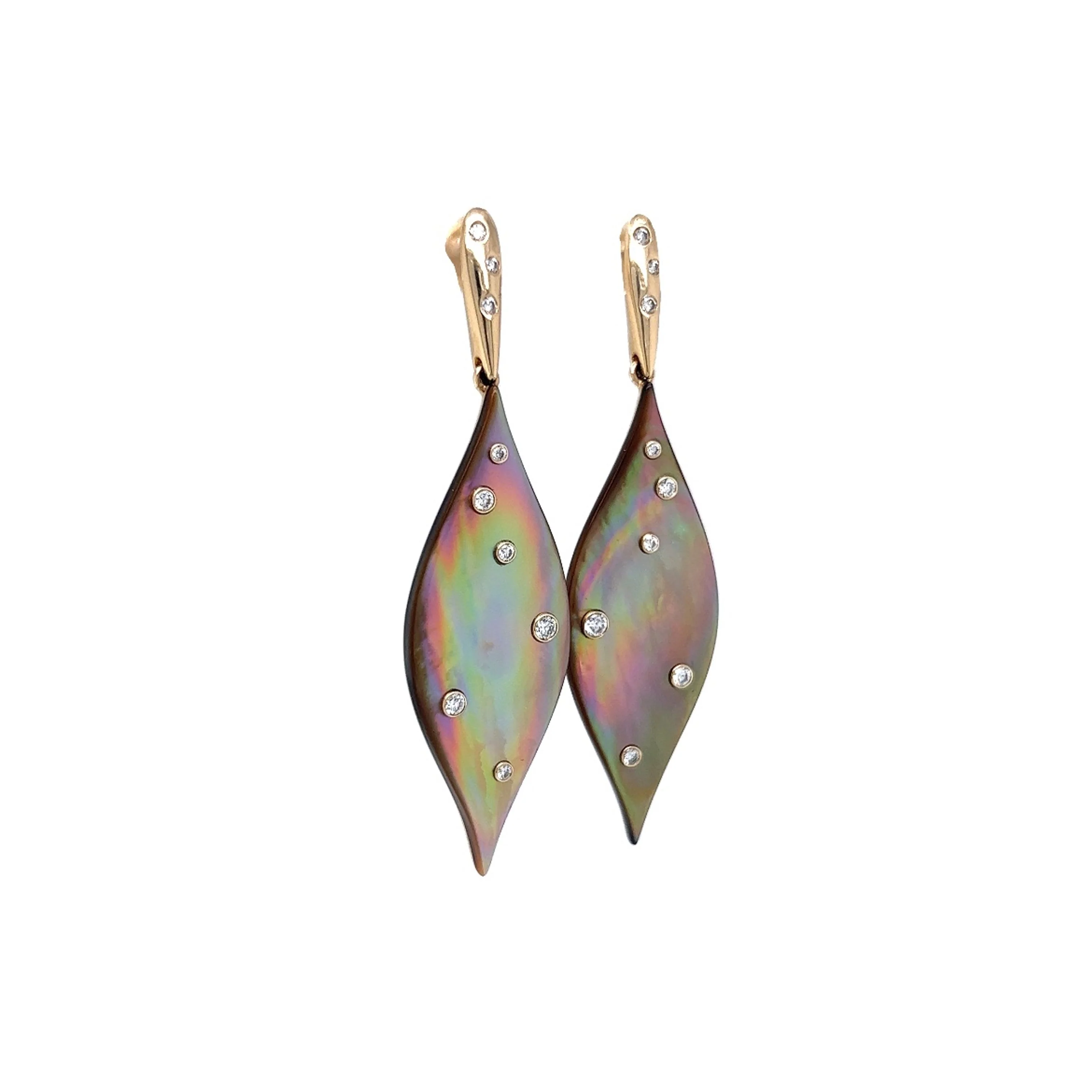 Kabana Diamond Drop Earrings in 14k Yellow Gold - Image 3