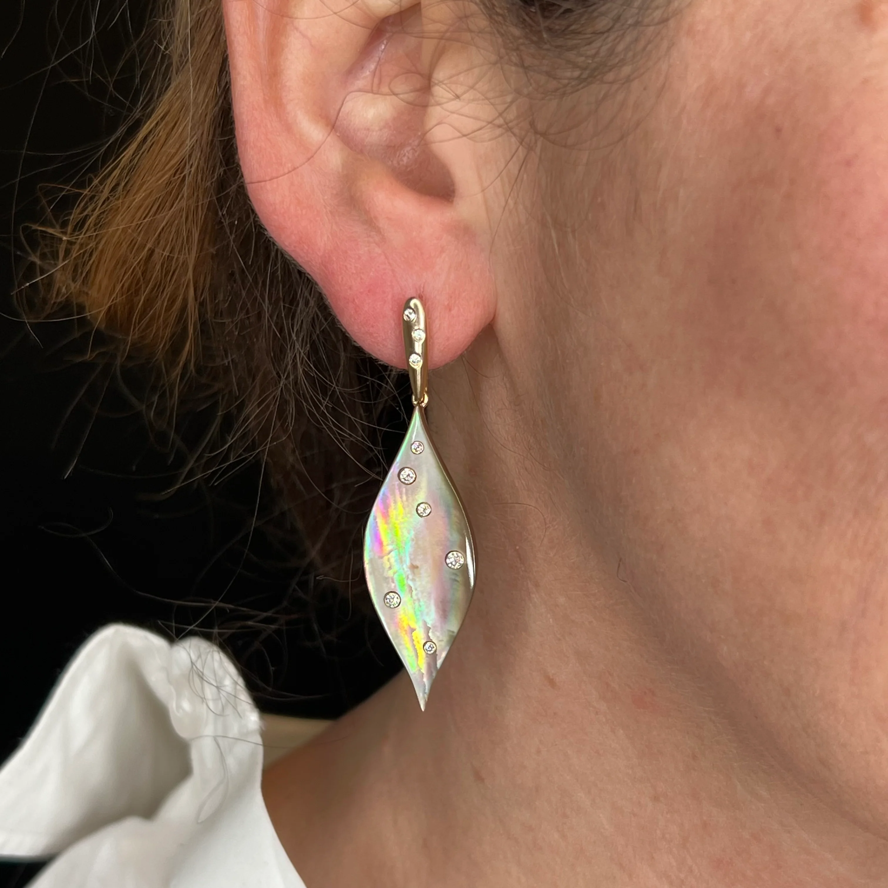 Kabana Diamond Drop Earrings in 14k Yellow Gold - Image 4