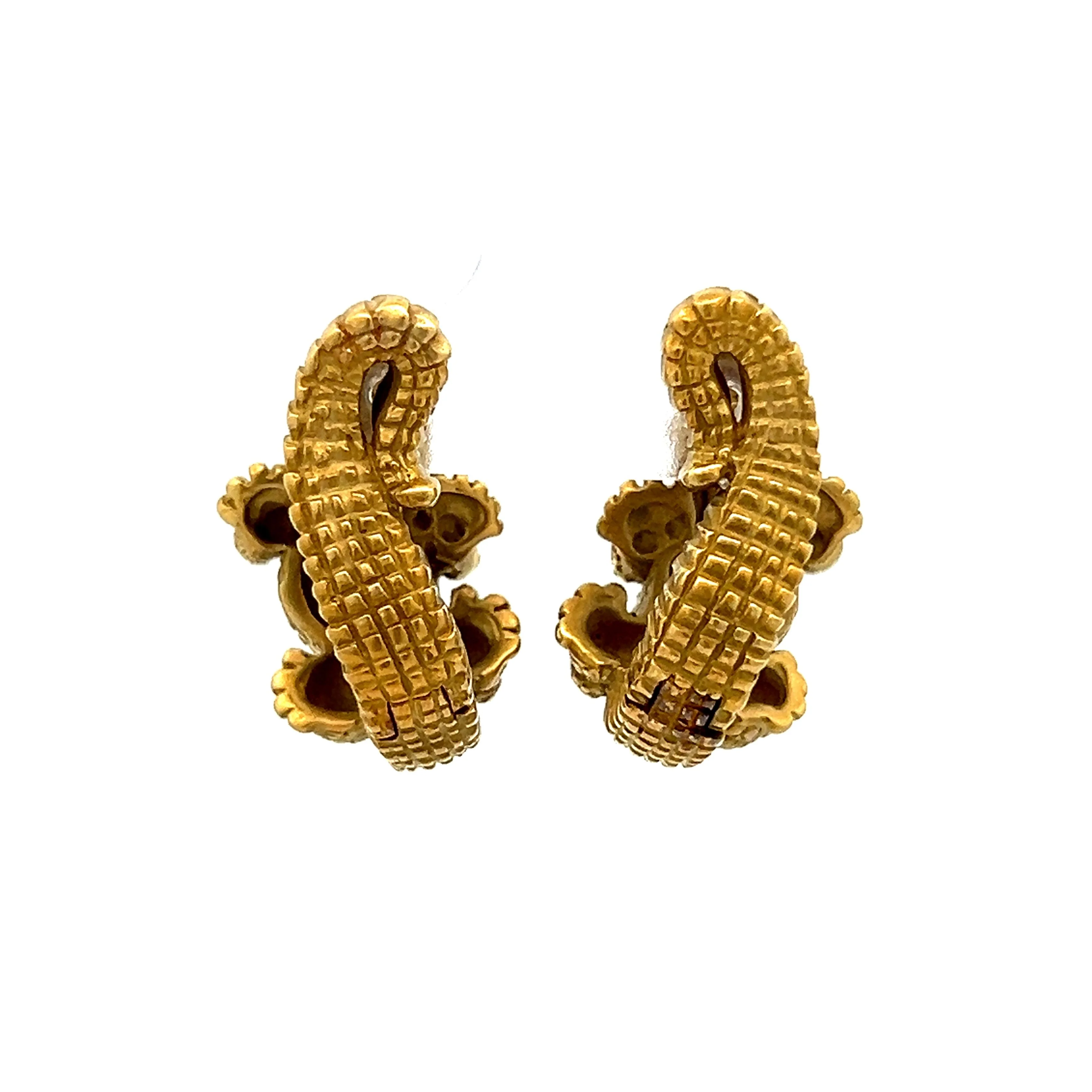 Kieselstein-Cord Alligator Earrings in 18k Yellow Gold - Image 4