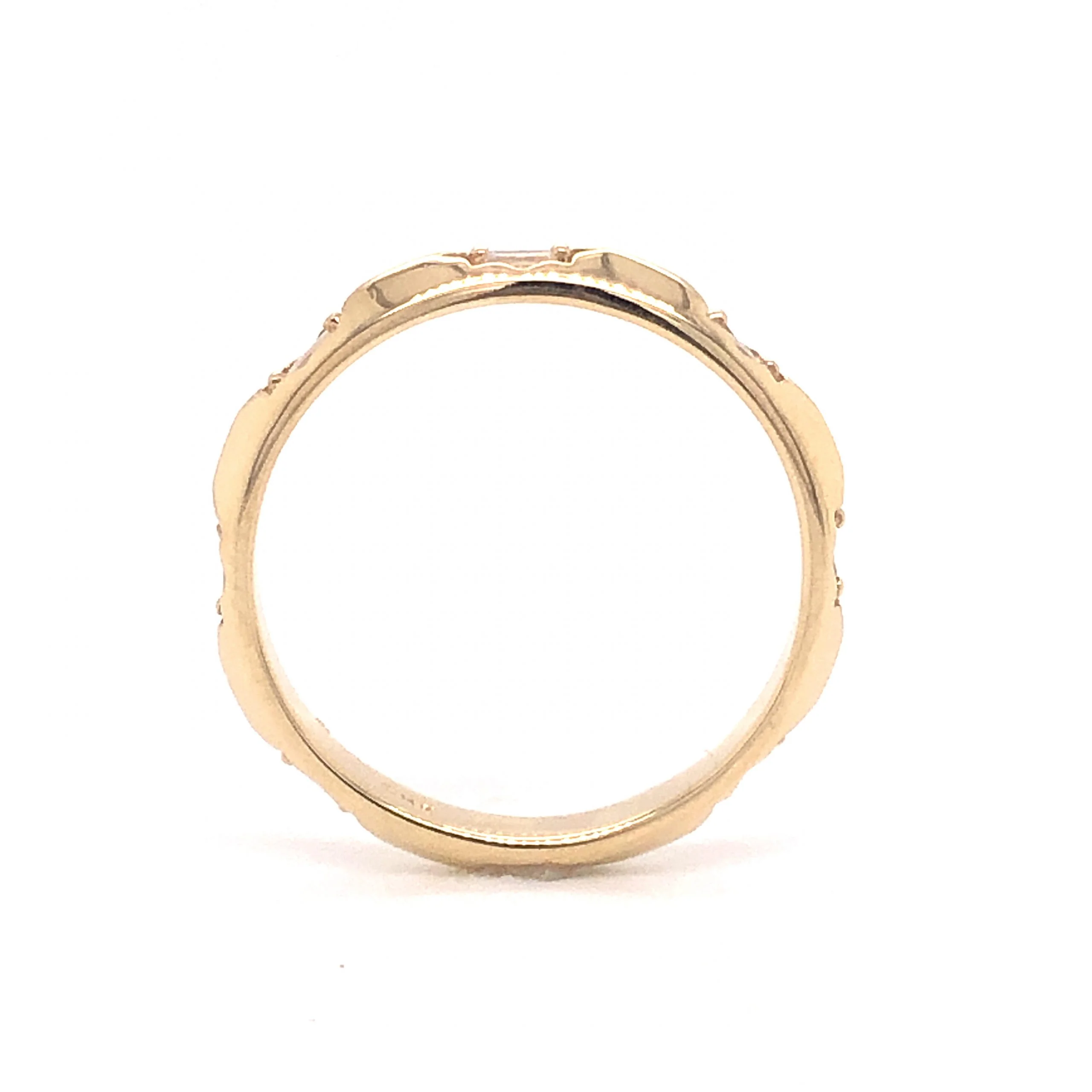 Knife Edge Baguette Cut Diamond Band in 14k Yellow Gold - Image 4