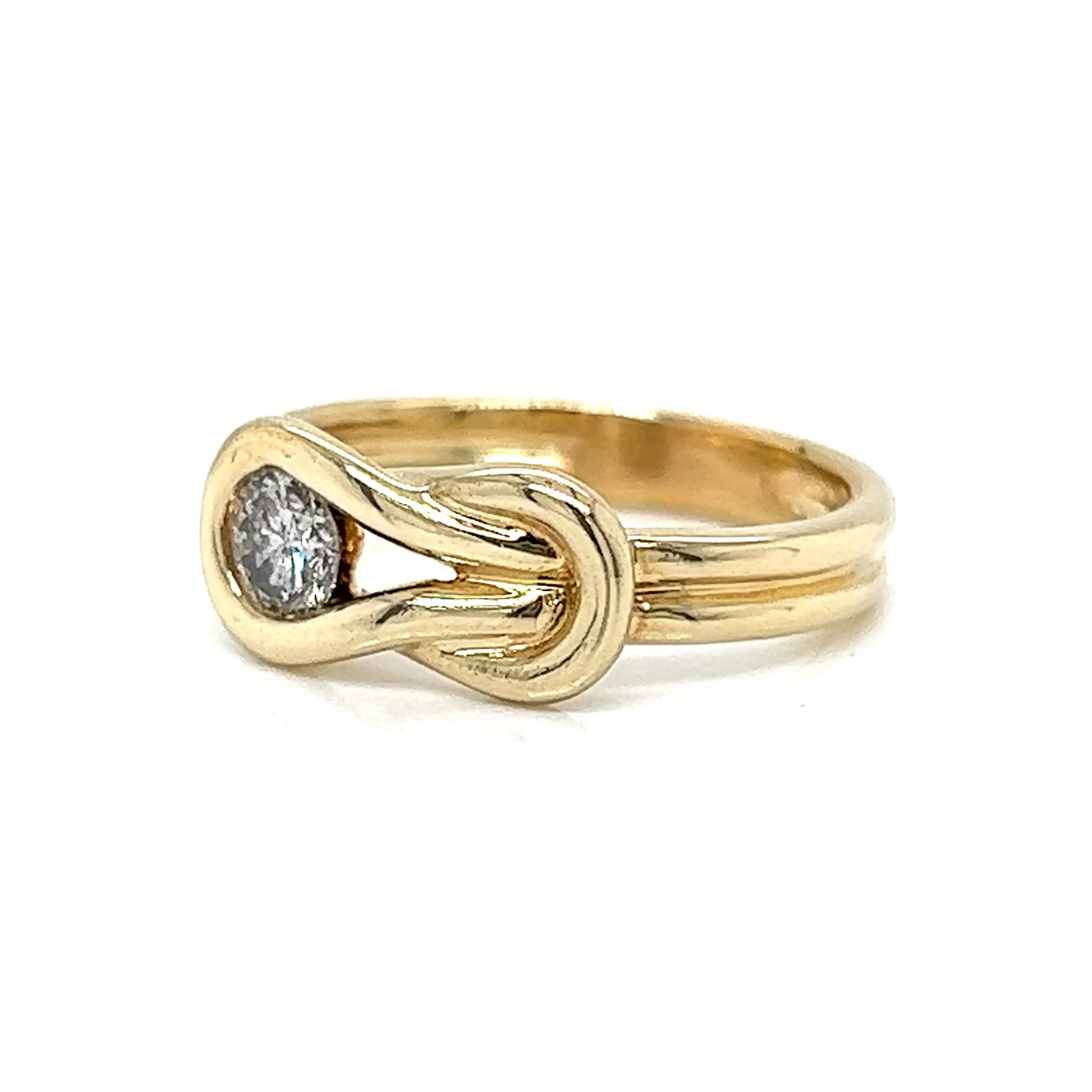 Knotted Diamond Stacking Ring in 14k Yellow Gold - Image 2