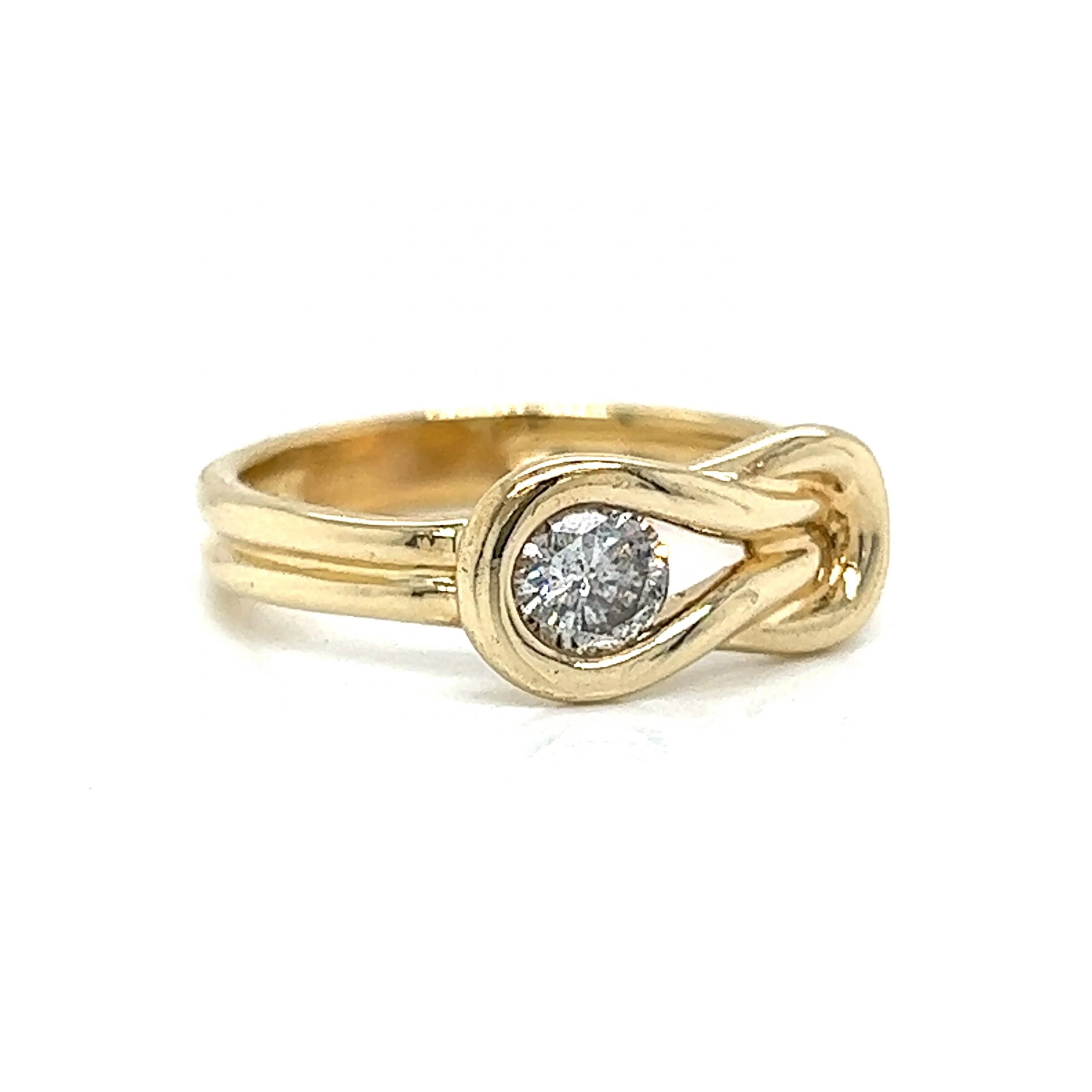 Knotted Diamond Stacking Ring in 14k Yellow Gold - Image 3