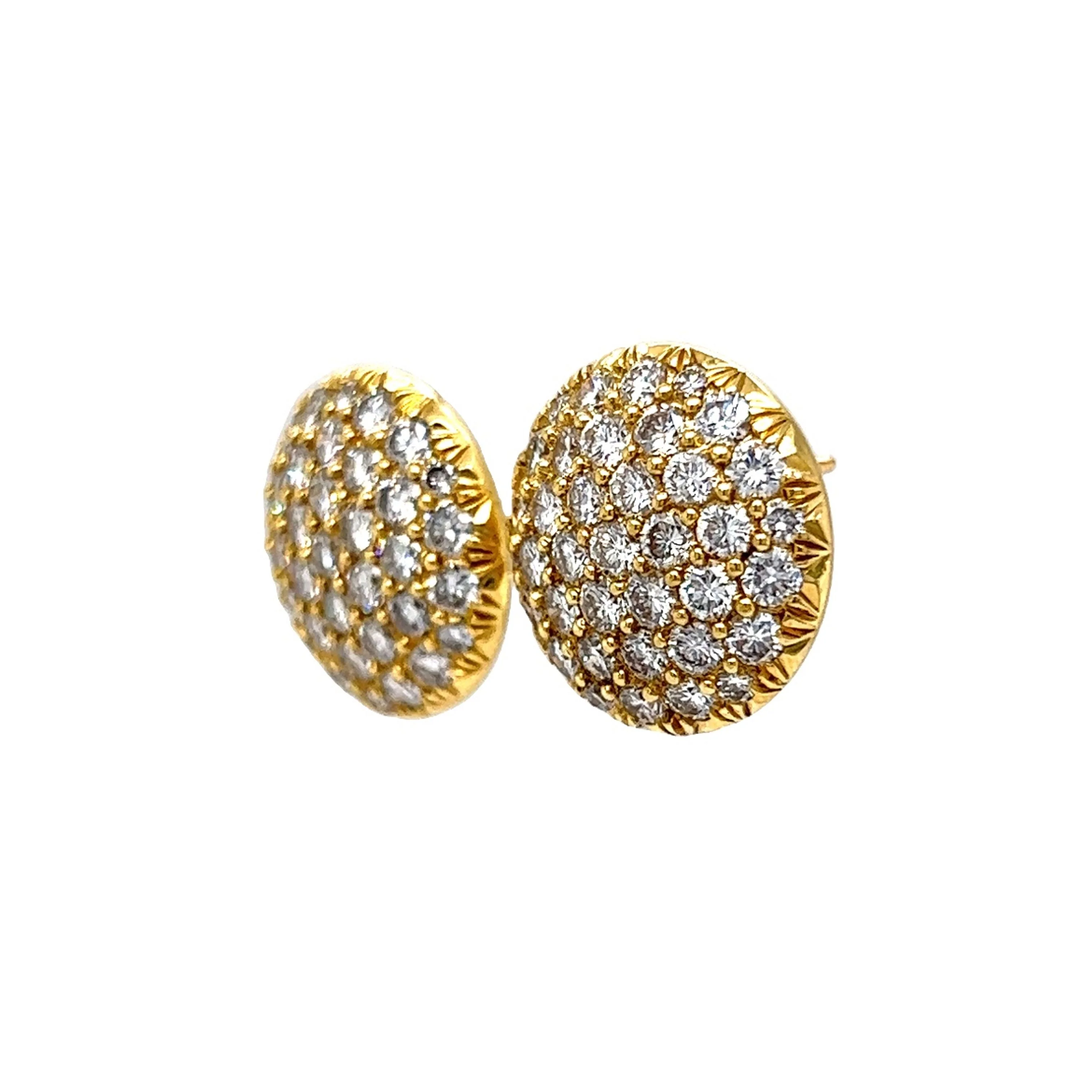 Kurt Wayne Pave Diamond Stud Earrings in 18k Yellow Gold - Image 2