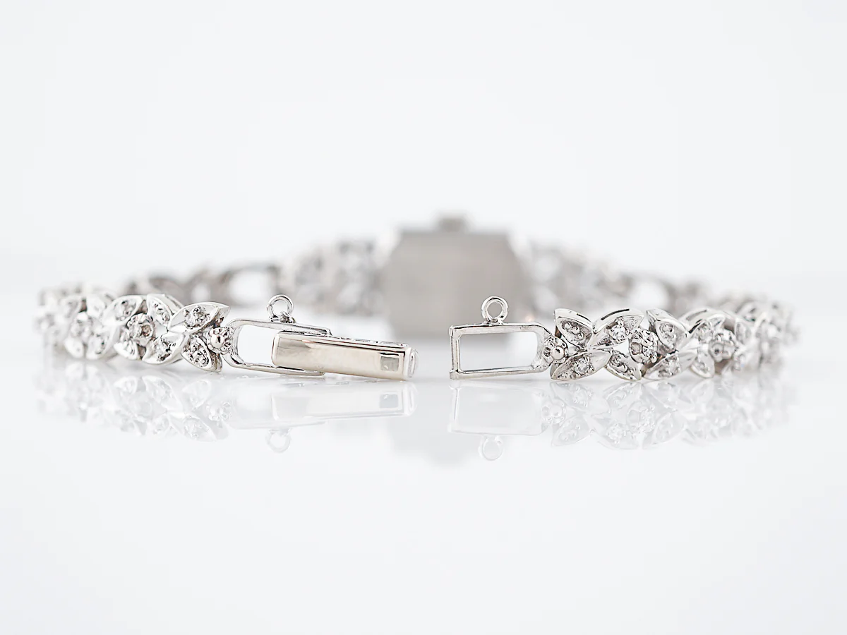 Ladies Watch Late Art Deco 1.55 Baguette & Single Cut Diamonds in 14k White Gold & Platinum - Image 4