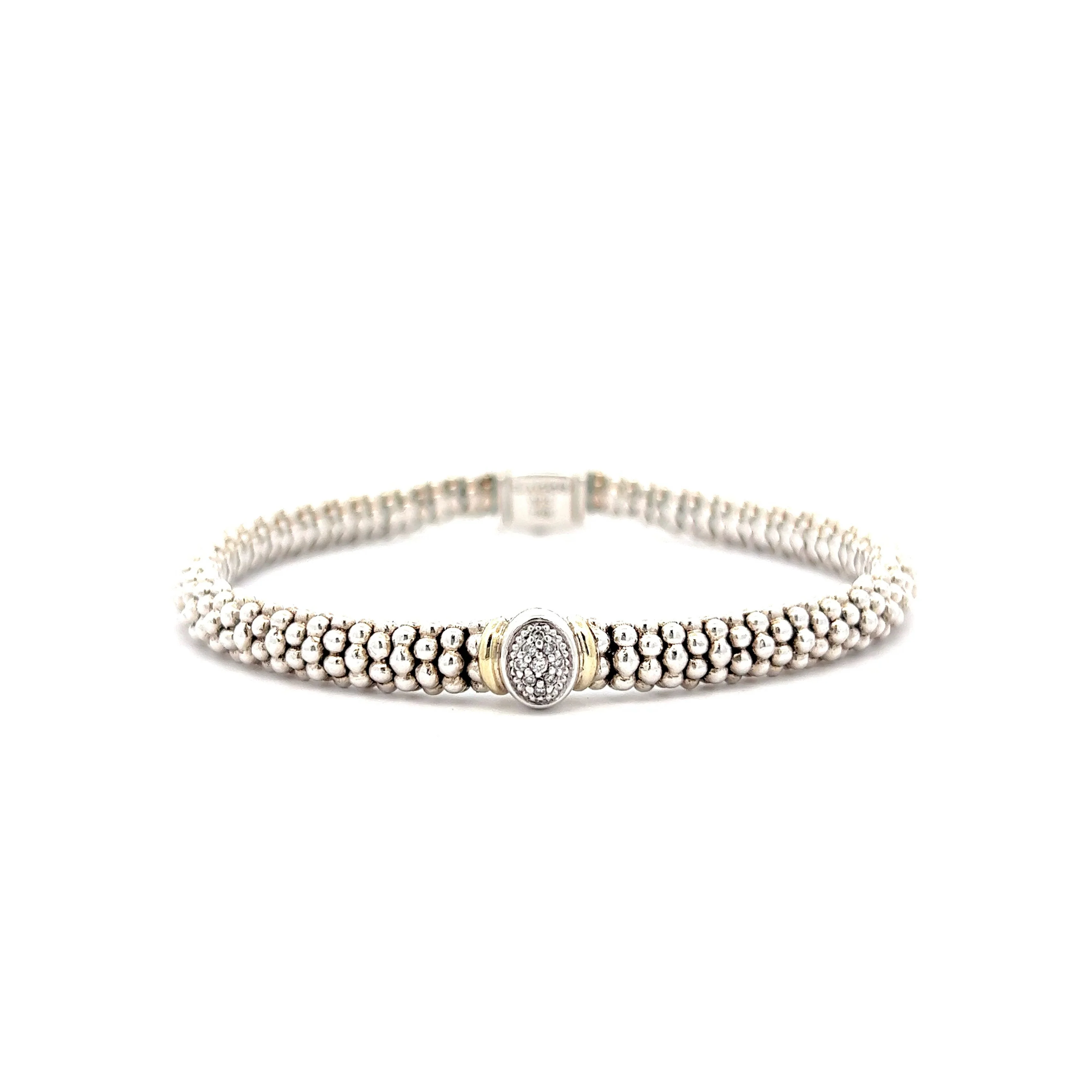 Lagos Caviar Diamond Bracelet in 18k White Gold & Sterling Silver