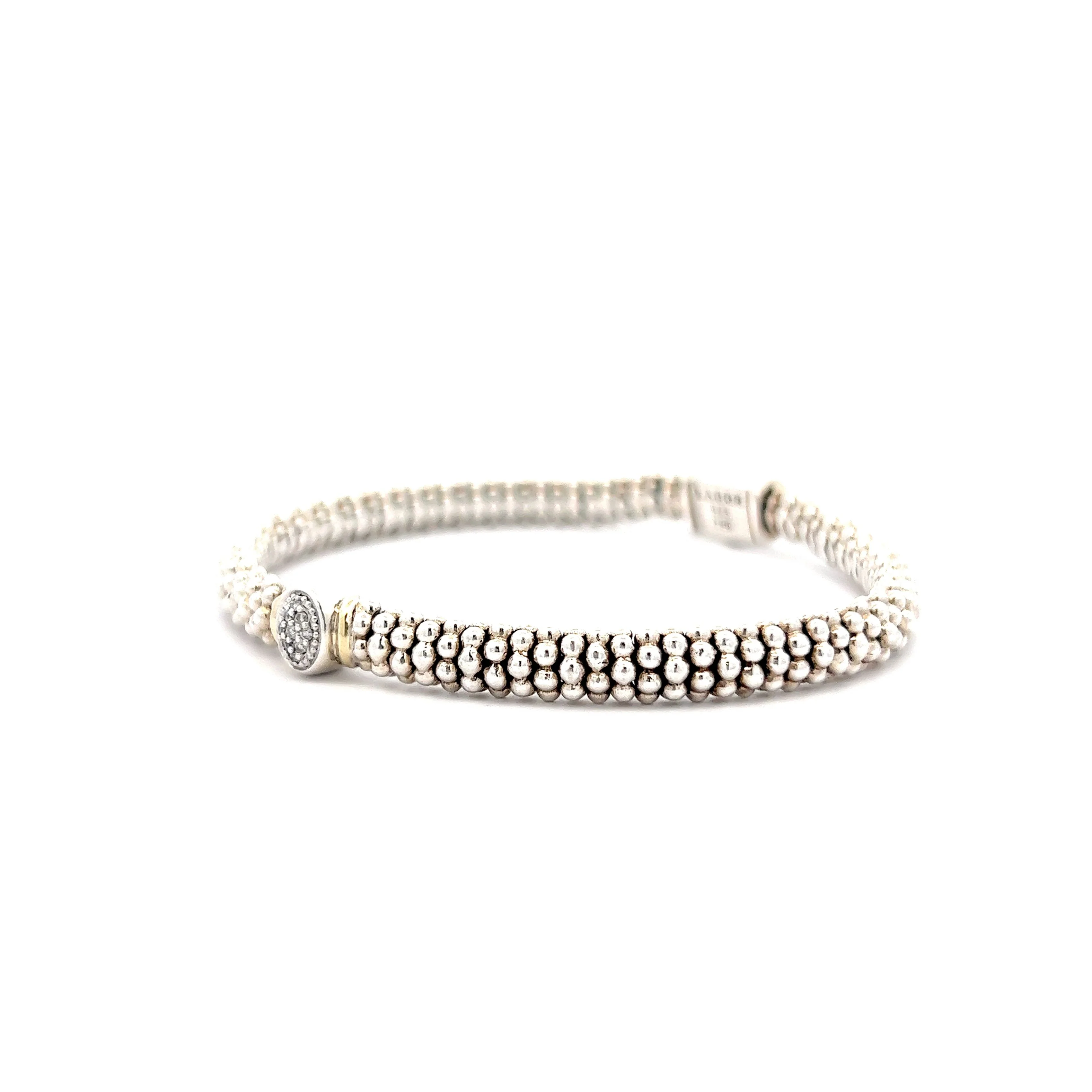 Lagos Caviar Diamond Bracelet in 18k White Gold & Sterling Silver - Image 2