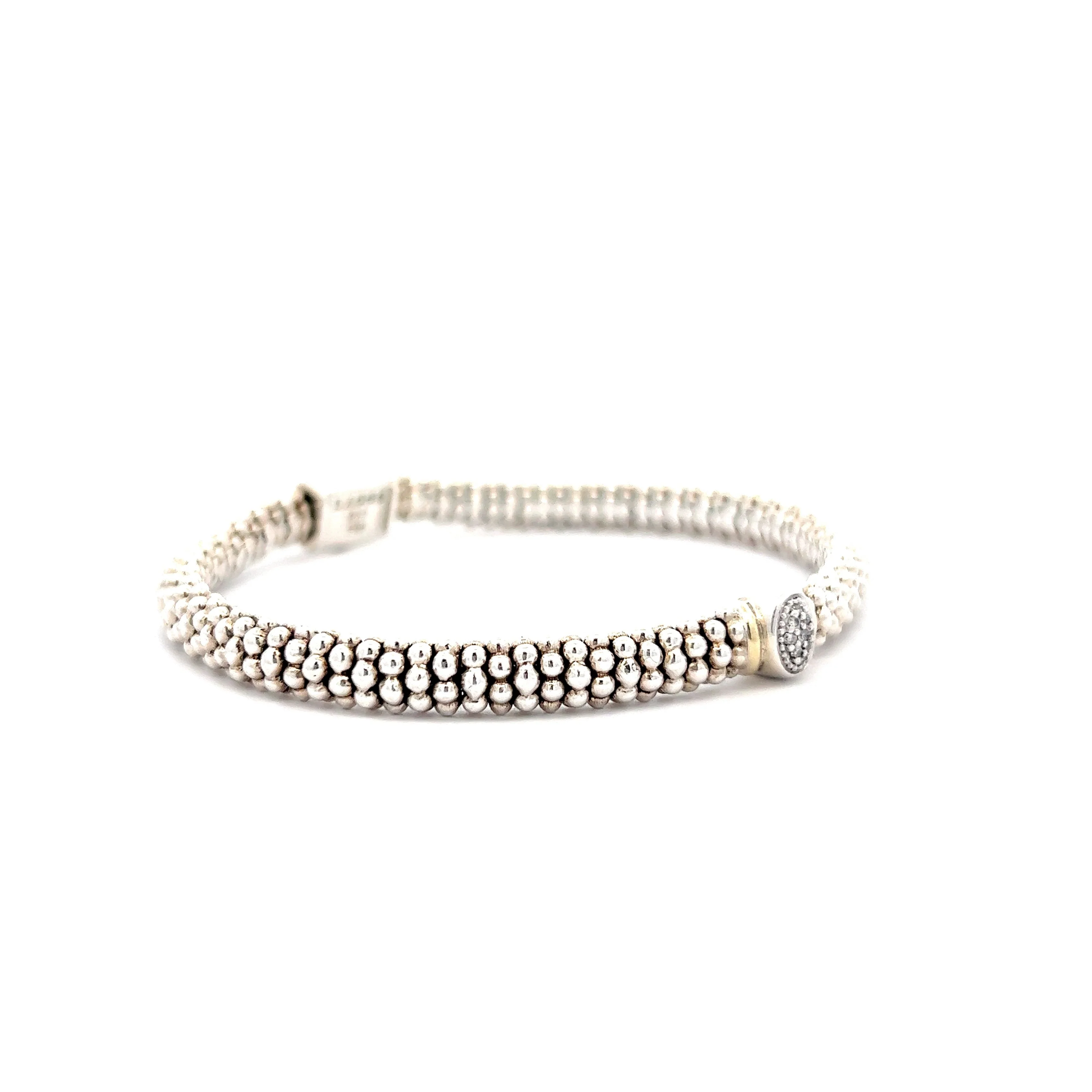 Lagos Caviar Diamond Bracelet in 18k White Gold & Sterling Silver - Image 3