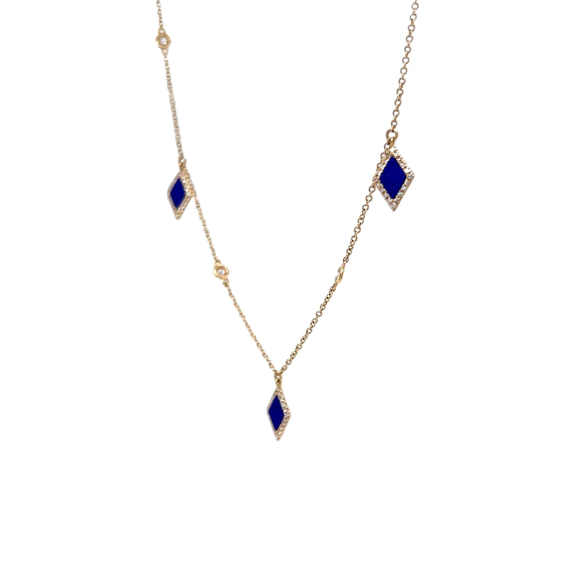 Lapis Lazuli & Diamond Necklace in 14k Yellow Gold - Image 2