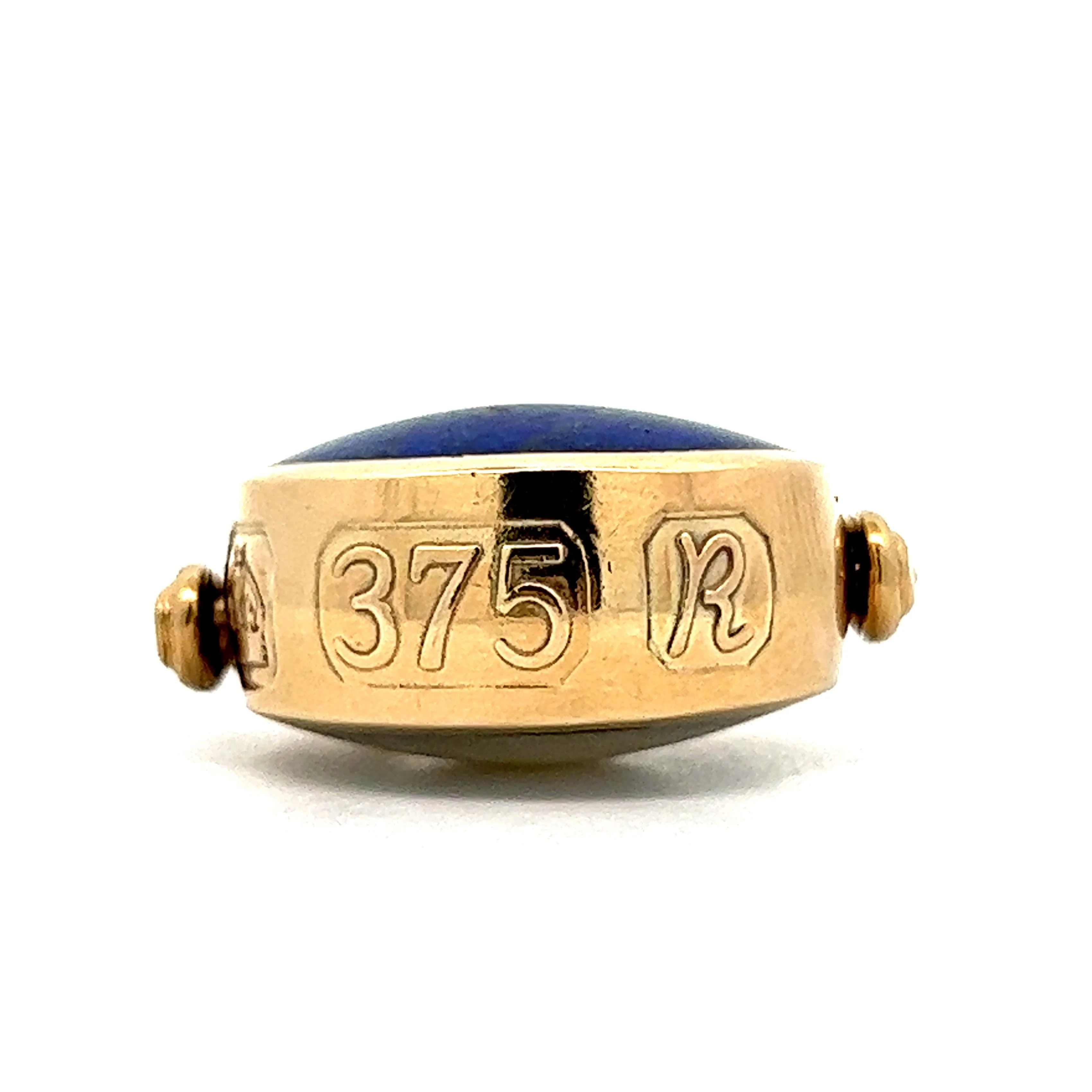 Victorian Lapis Lazuli & Mother of Pearl Pendant in Yellow Gold - Image 3