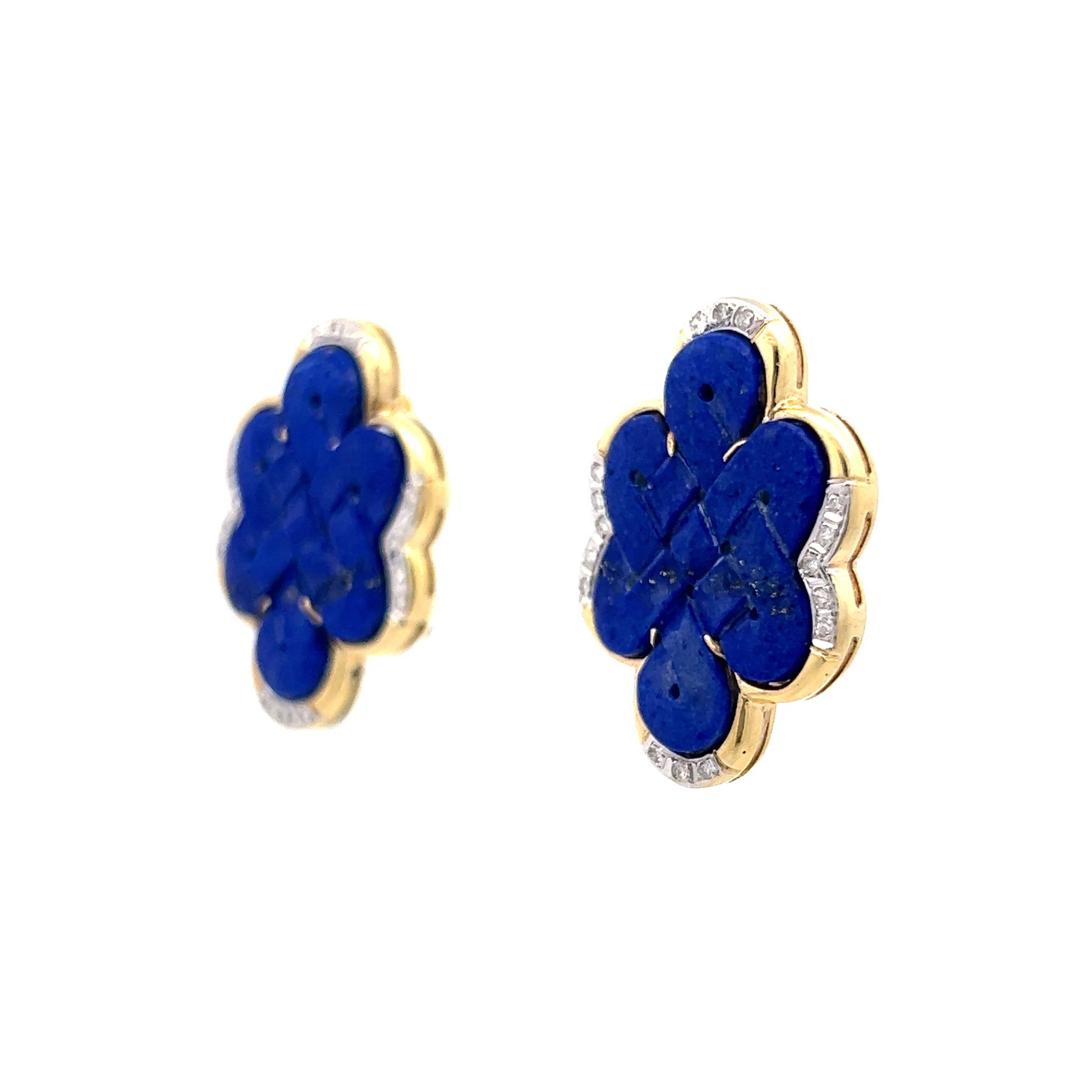 Cabochon Cut Lapis Lazuli Earrings in 14k Yellow Gold - Image 2