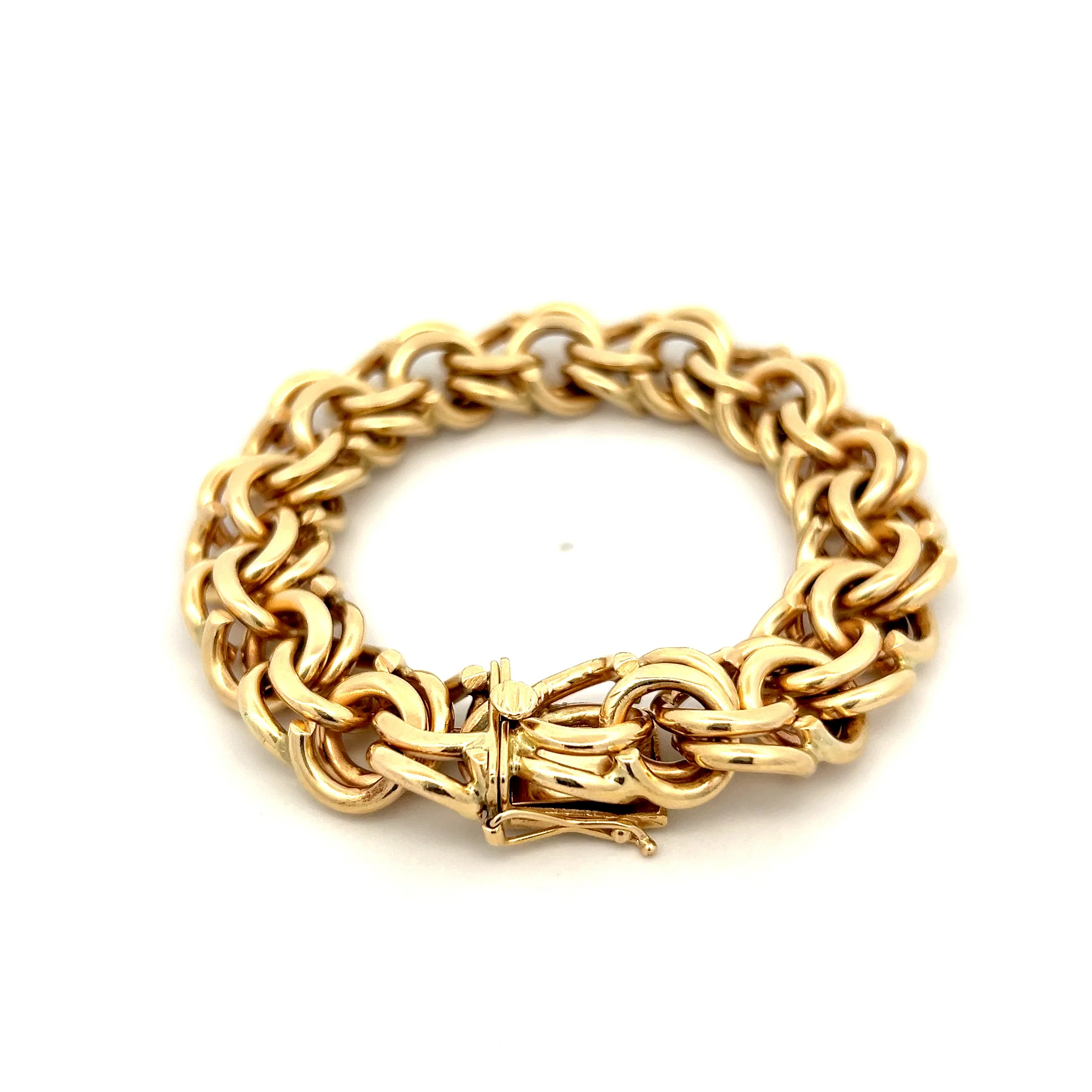 Large Circular Link Bracelet in 14k Yellow Gold - Image 4