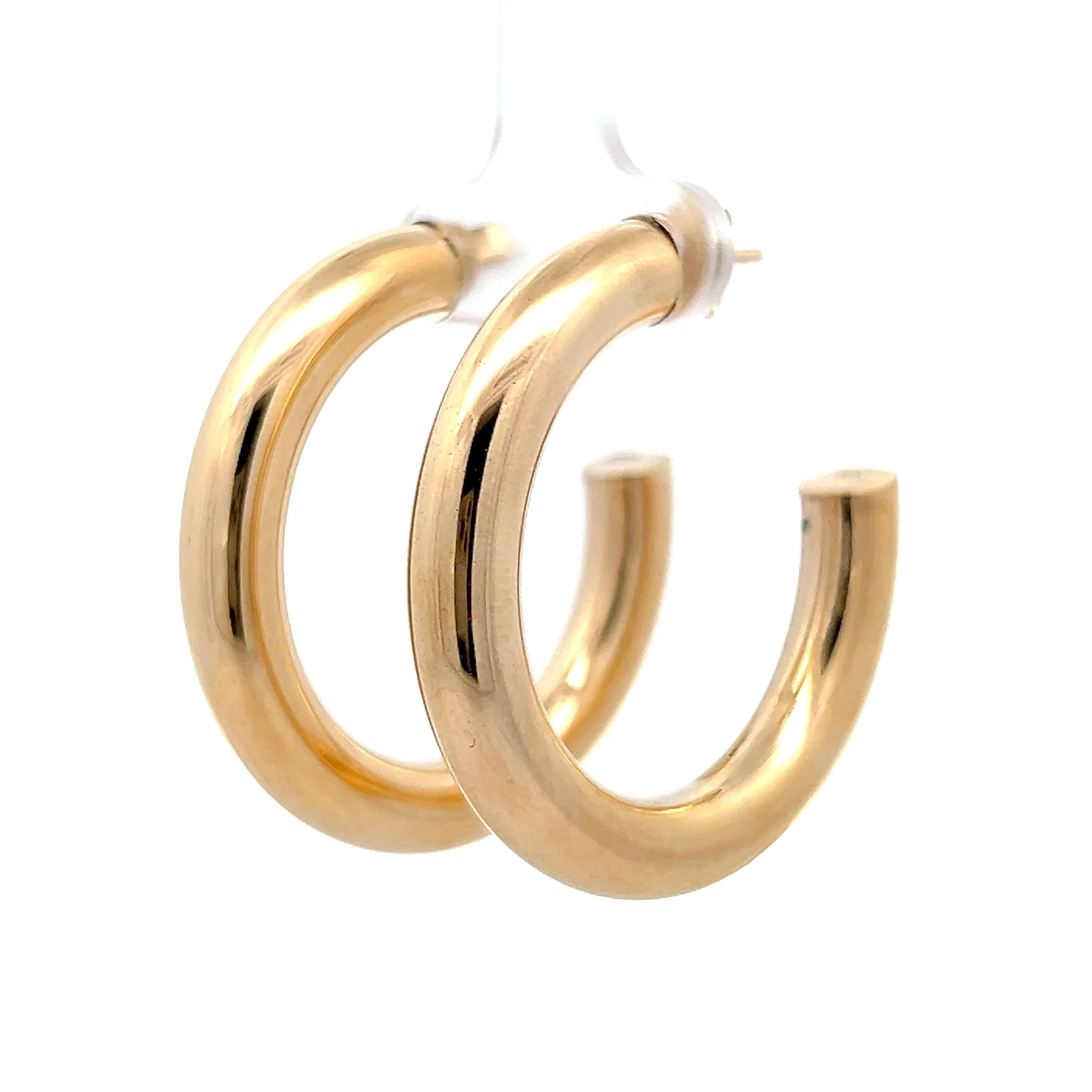 Large Hollow Hoop Earrings in 14k Yellow Gold - Image 2