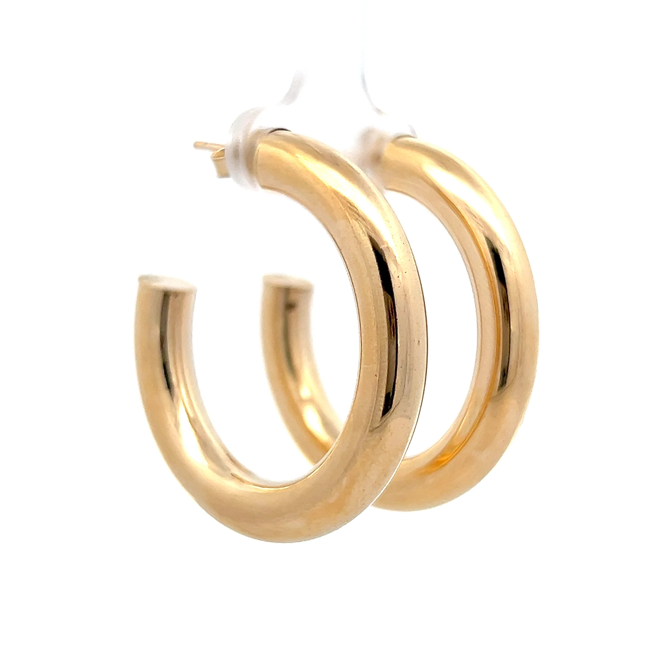 Large Hollow Hoop Earrings in 14k Yellow Gold - Image 3