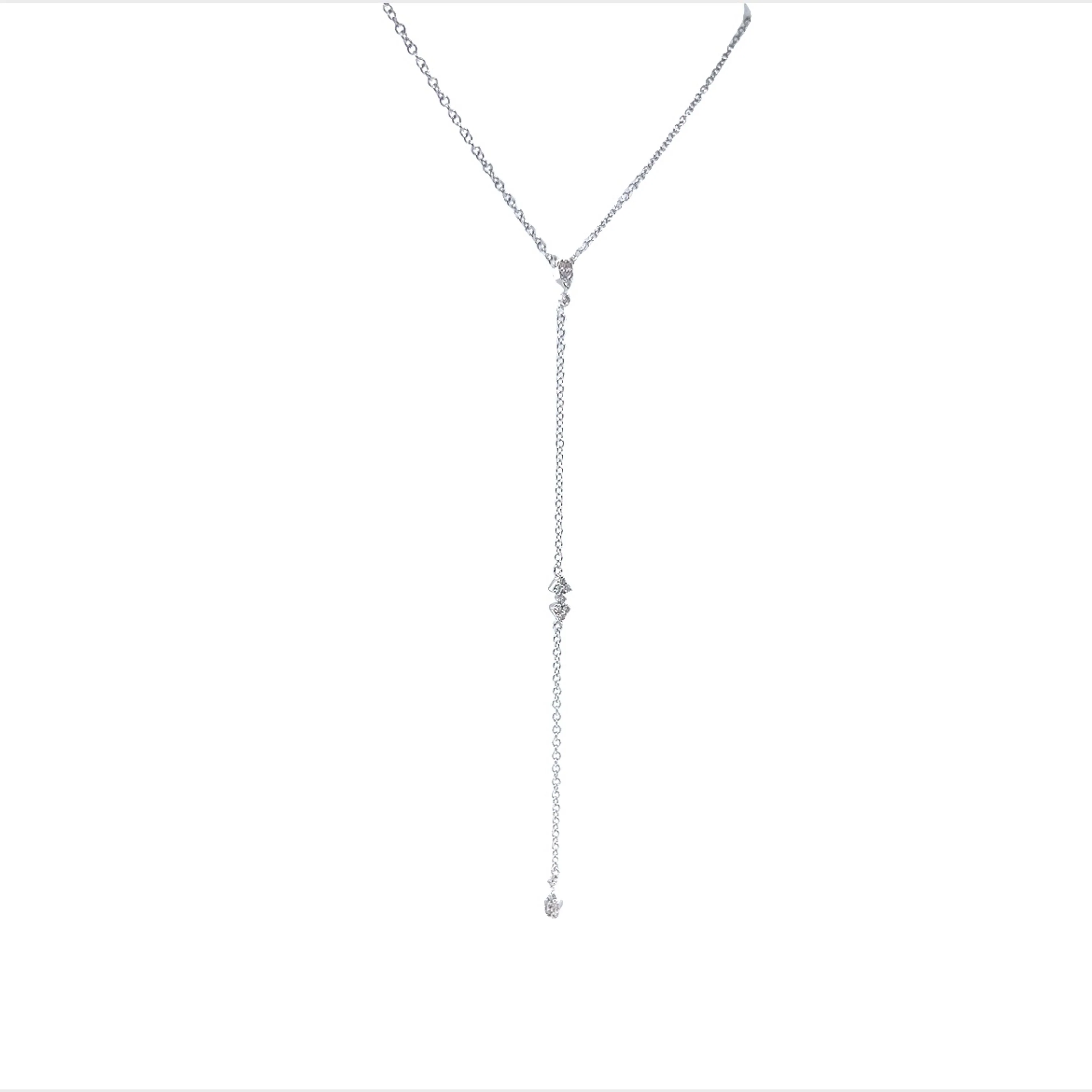 Lariat Diamond Station Necklace in 14k White Gold - Image 3