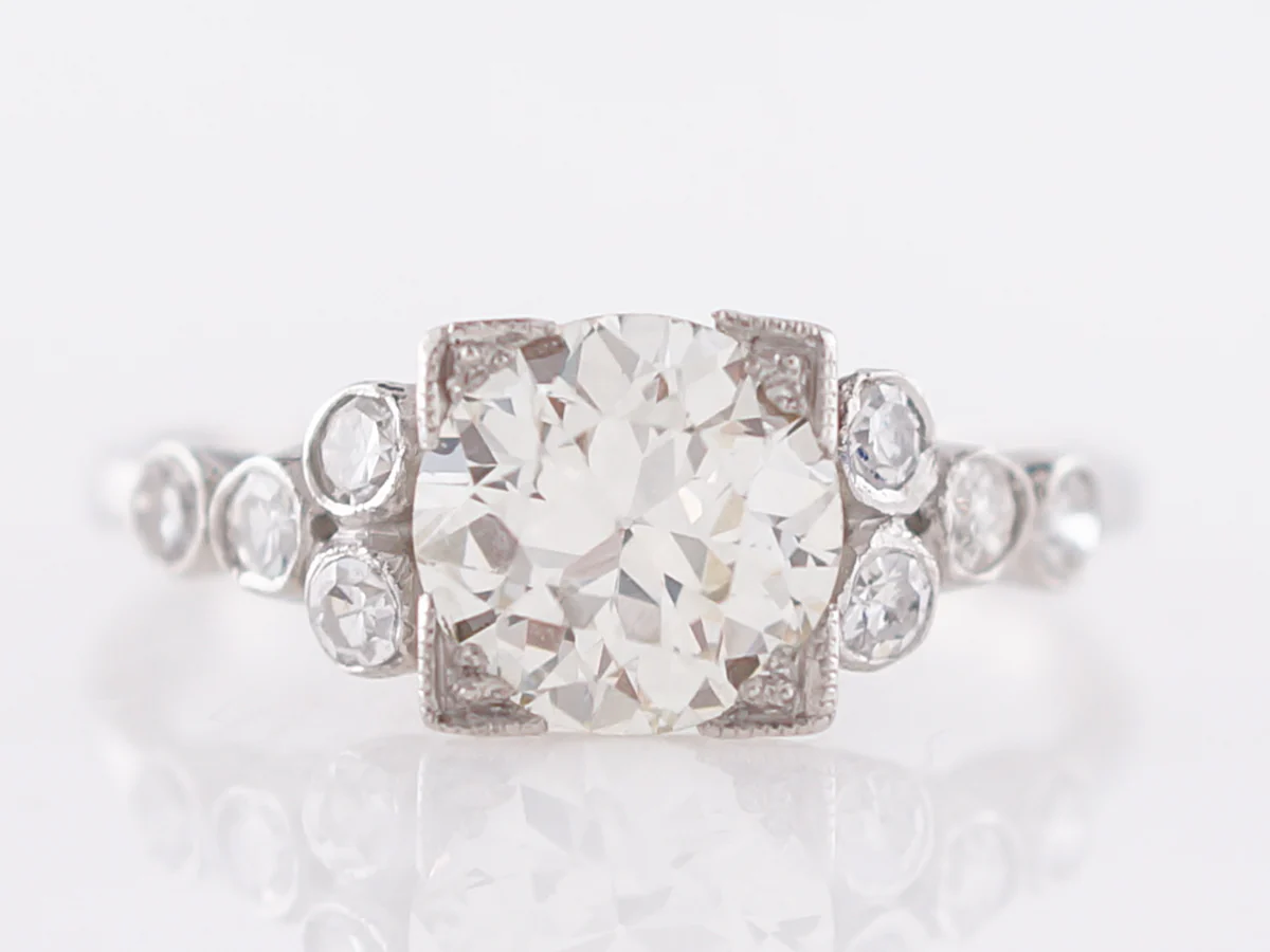 1.5 Carat Late Art Deco Old European Cut Diamond Ring