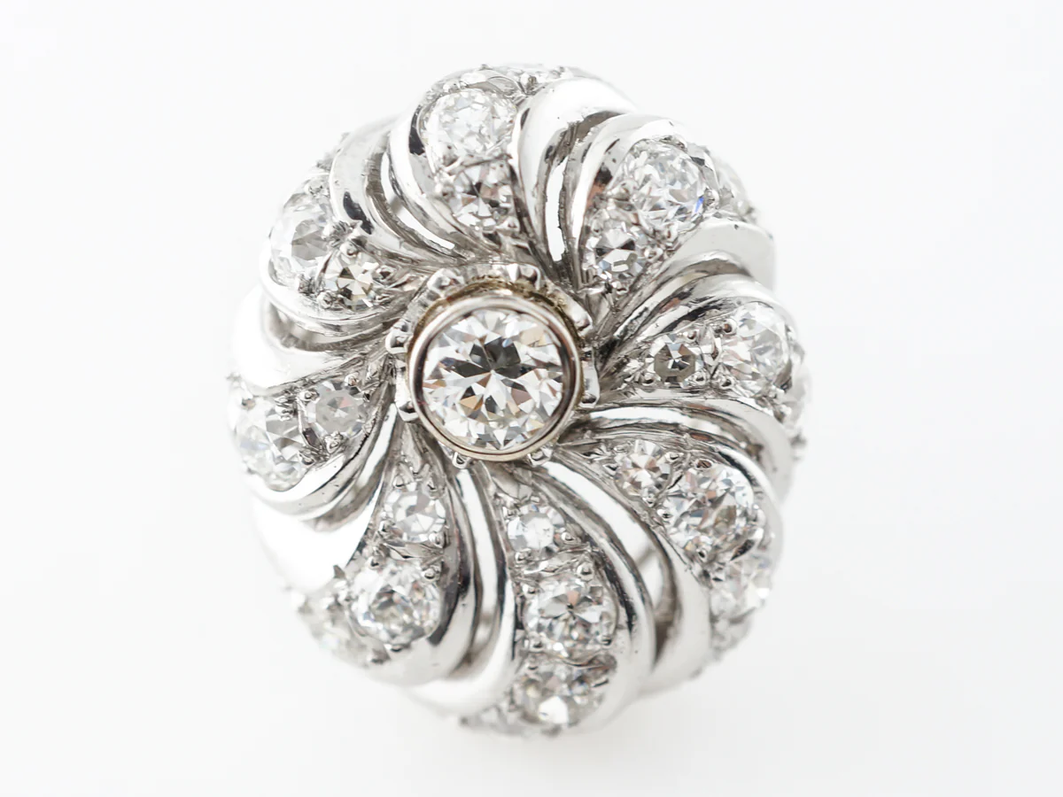 Late Deco 6 Carat Old European Cut Diamonds Cocktail Ring Platinum
