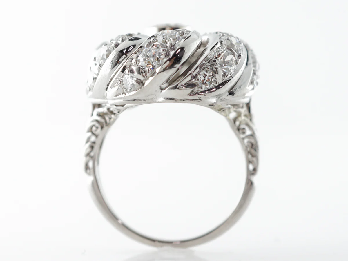 Late Deco 6 Carat Old European Cut Diamonds Cocktail Ring Platinum - Image 4