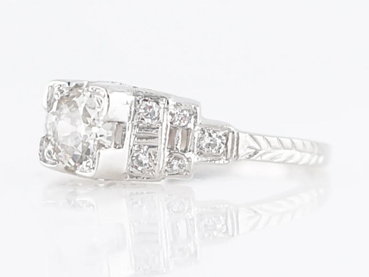 Late Art Deco Geometric Diamond Engagement Ring in Platinum - Image 2