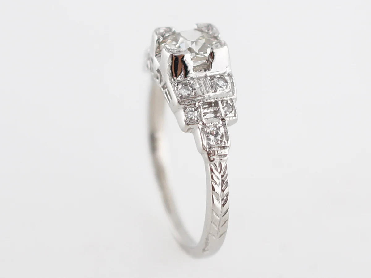 Late Art Deco Geometric Diamond Engagement Ring in Platinum - Image 5