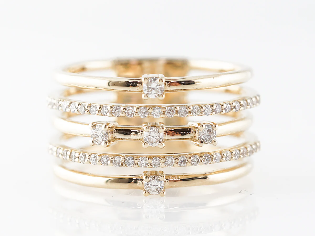 Layered Diamond Stack Ring in 14k Yellow Gold