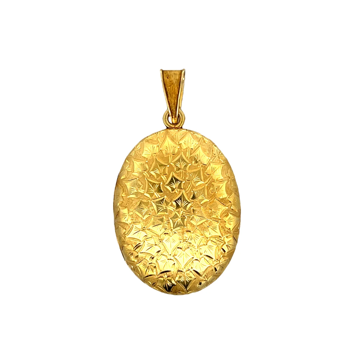 Leaf Engraved Pendant Locket in 15k Yellow Gold