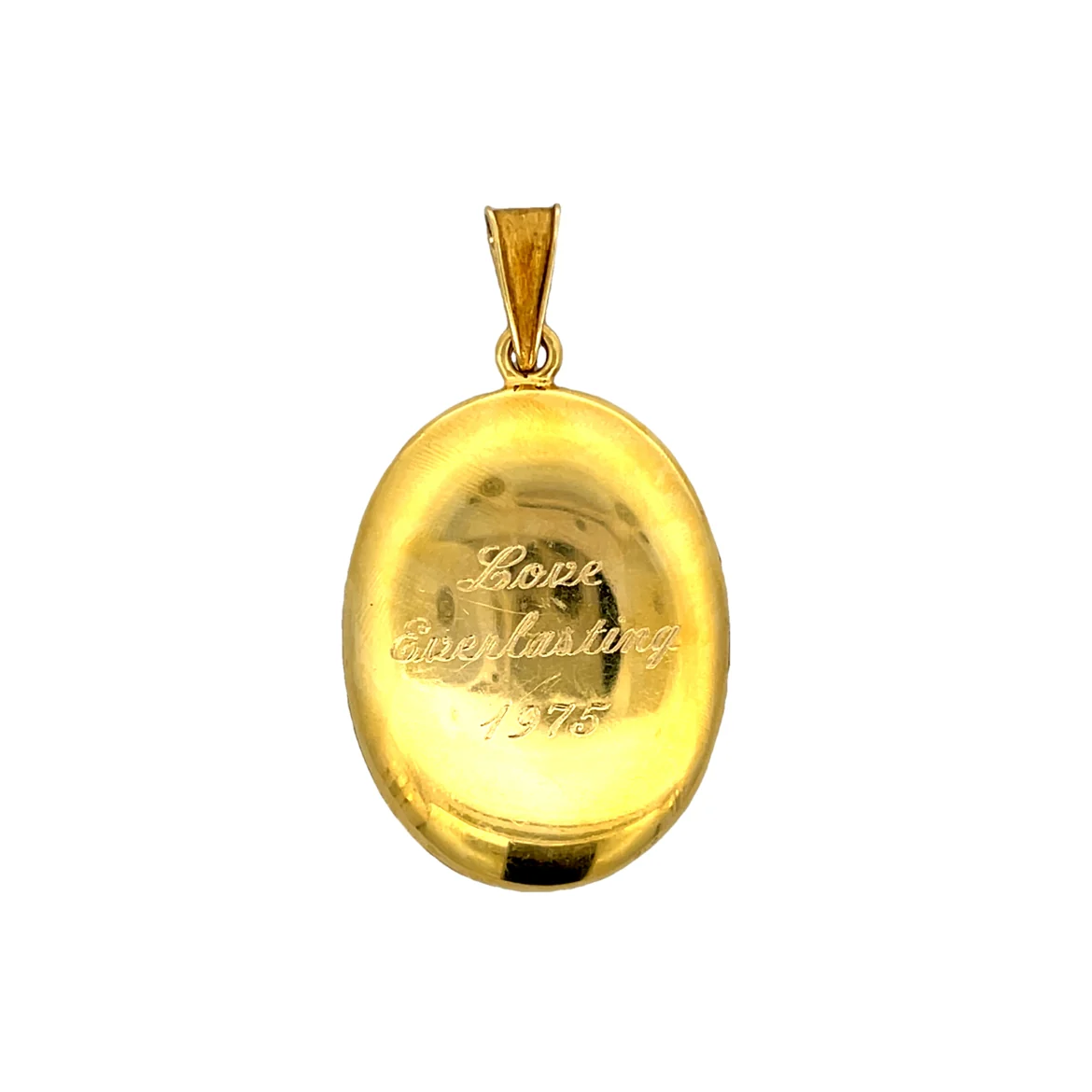 Leaf Engraved Pendant Locket in 15k Yellow Gold - Image 2