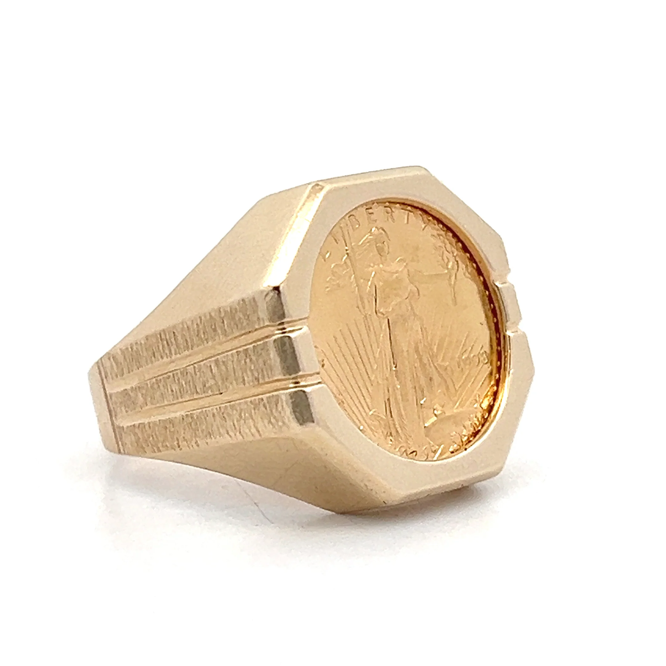 Liberty Coin Cocktail Ring in 22k & 14k Yellow Gold - Image 3