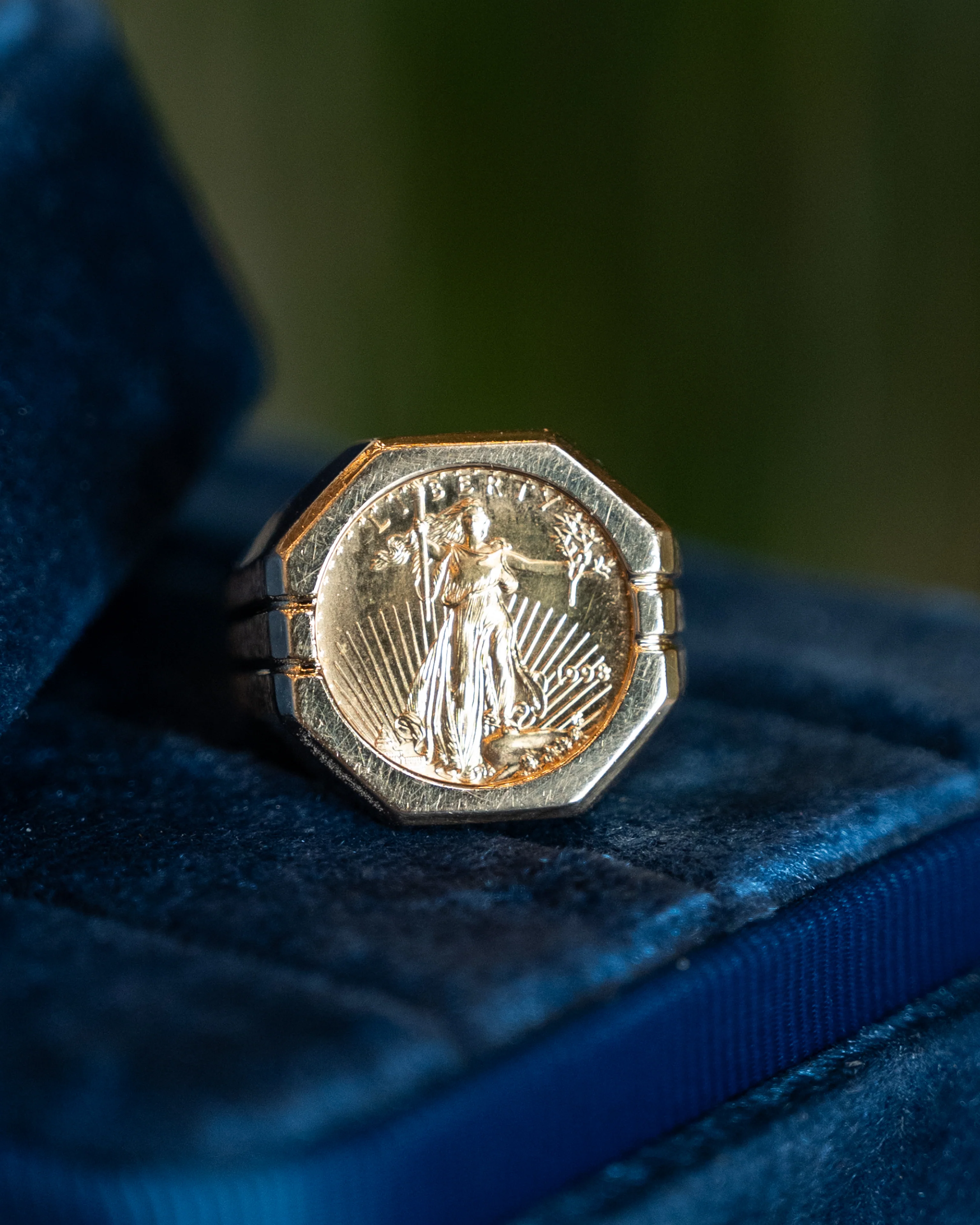 Liberty Coin Cocktail Ring in 22k & 14k Yellow Gold - Image 6