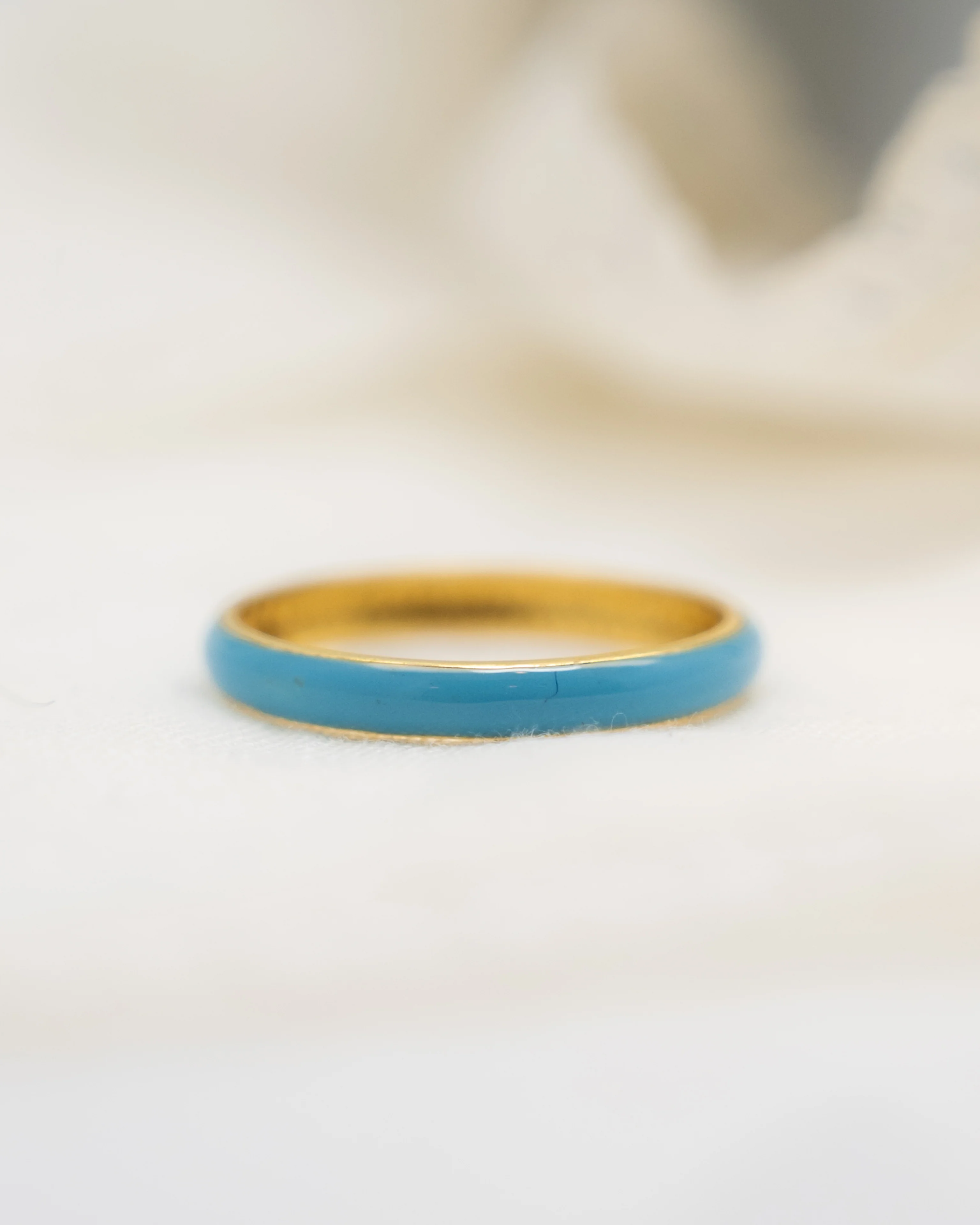 Light Blue Enamel Eternity Band in 14k Yellow Gold - Image 6