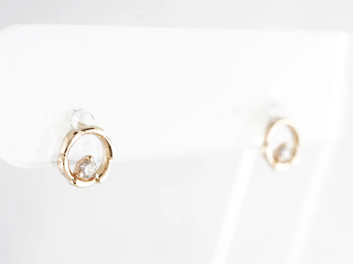 Light Diamond Hoop Earrings in 14k Yellow Gold - Image 3