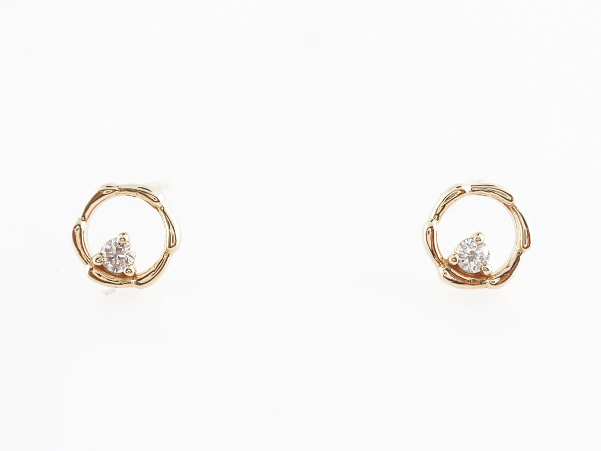 Light Diamond Hoop Earrings in 14k Yellow Gold - Image 4