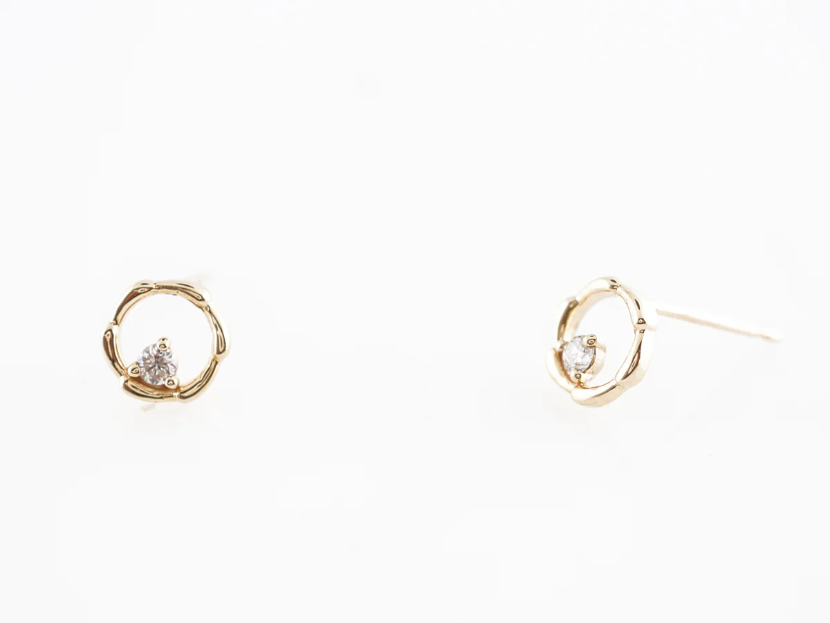 Light Diamond Hoop Earrings in 14k Yellow Gold - Image 5