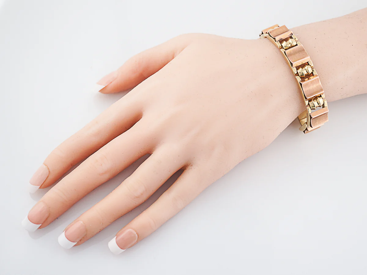 Link Bracelet Retro in 14k Rose & Yellow Gold - Image 5