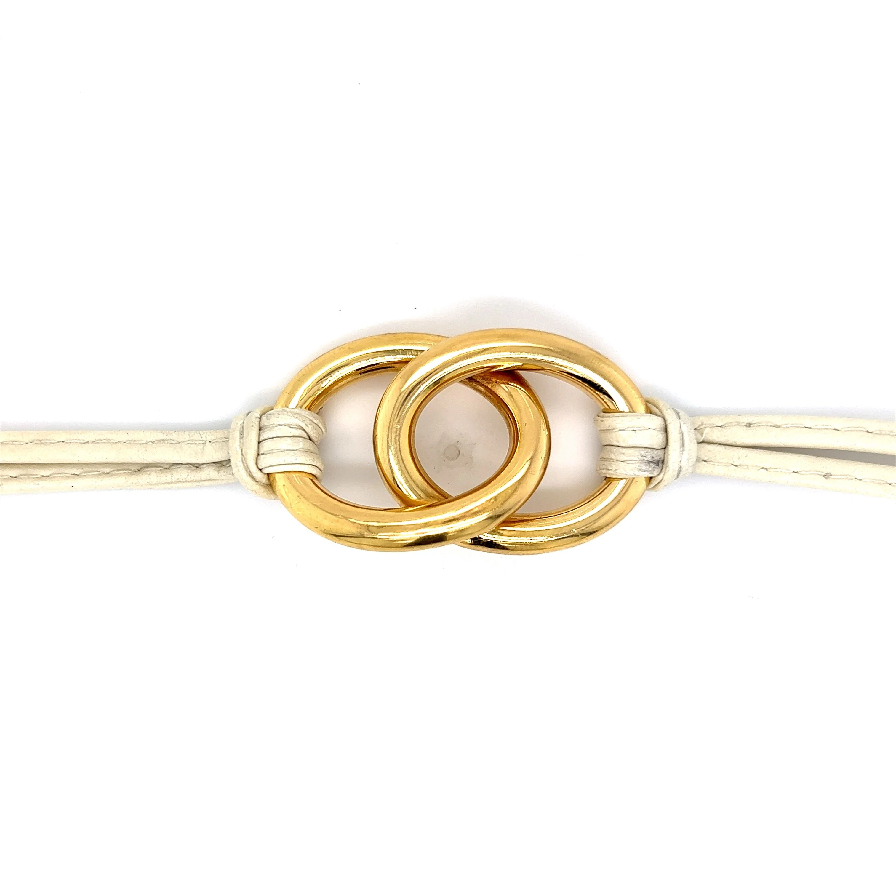 Love Knot White Leather Bracelet in 18k Yellow Gold - Image 4